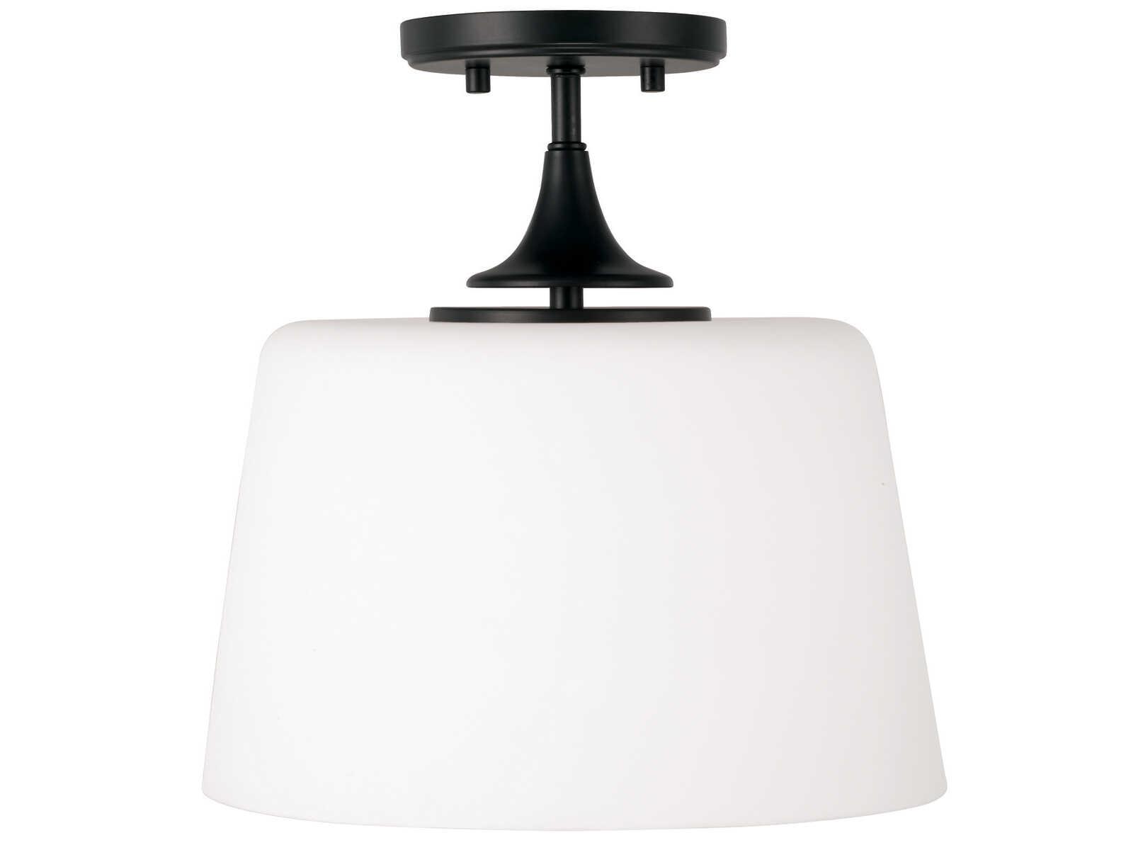 Capital Lighting Presley 1-Light Matte Black Glass Empire Semi Flush Mount