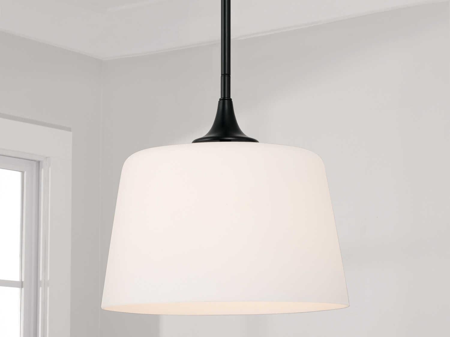 Capital Lighting Presley 1-Light Matte Black Glass Empire Semi Flush Mount