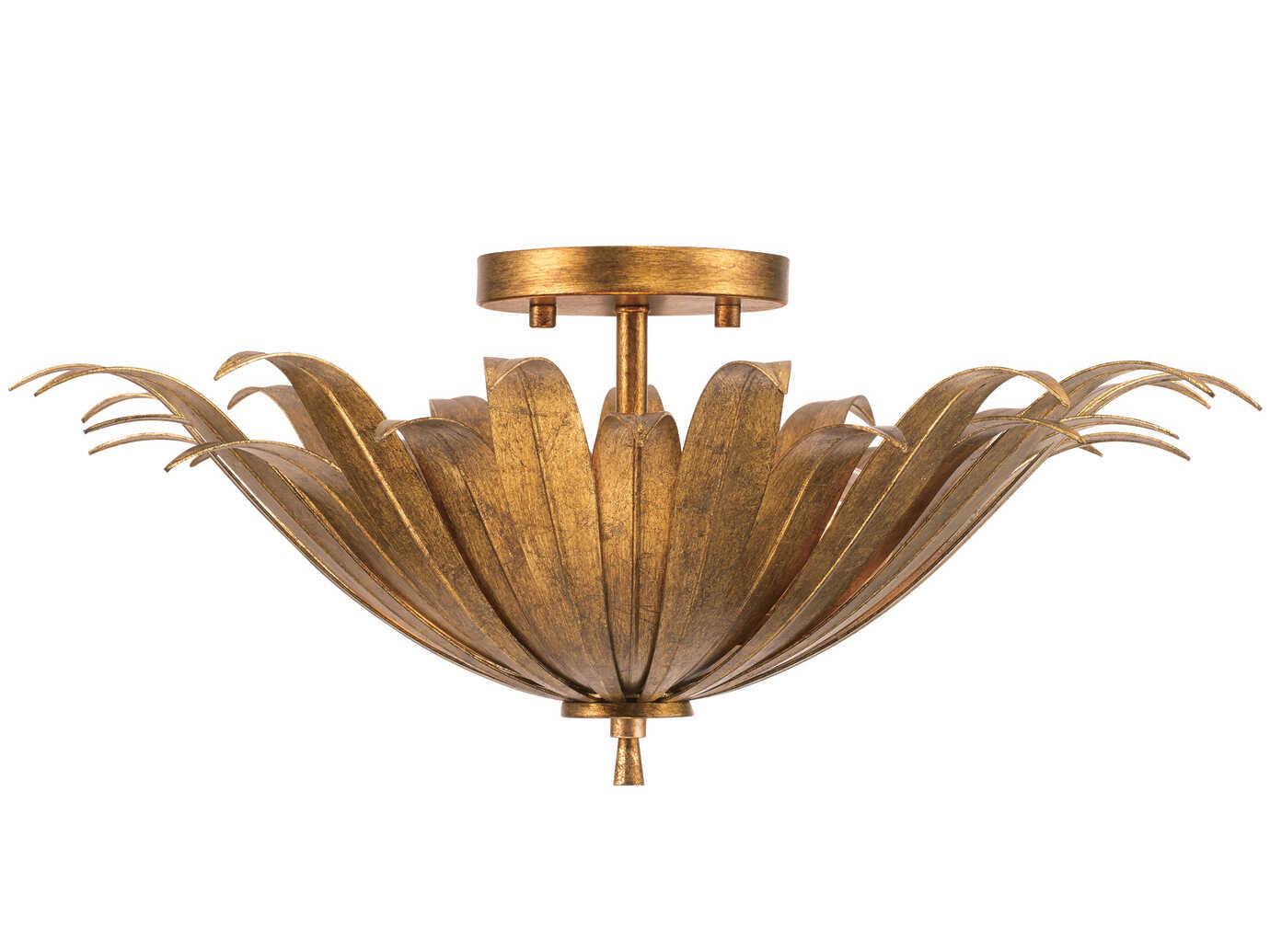 Capital Lighting Eden 3-Light Antique Gold Bowl Semi Flush Mount