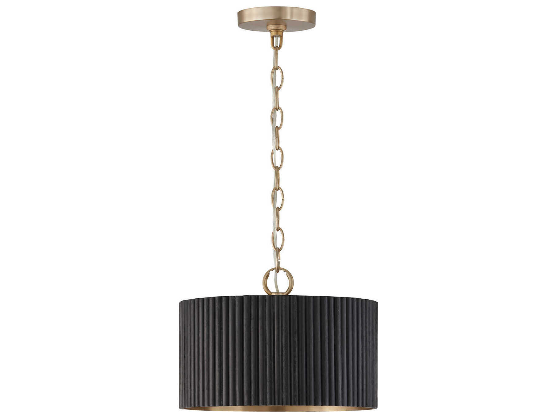 Capital Lighting Donovan 1-Light Black Stain And Matte Brass Drum Semi Flush Mount