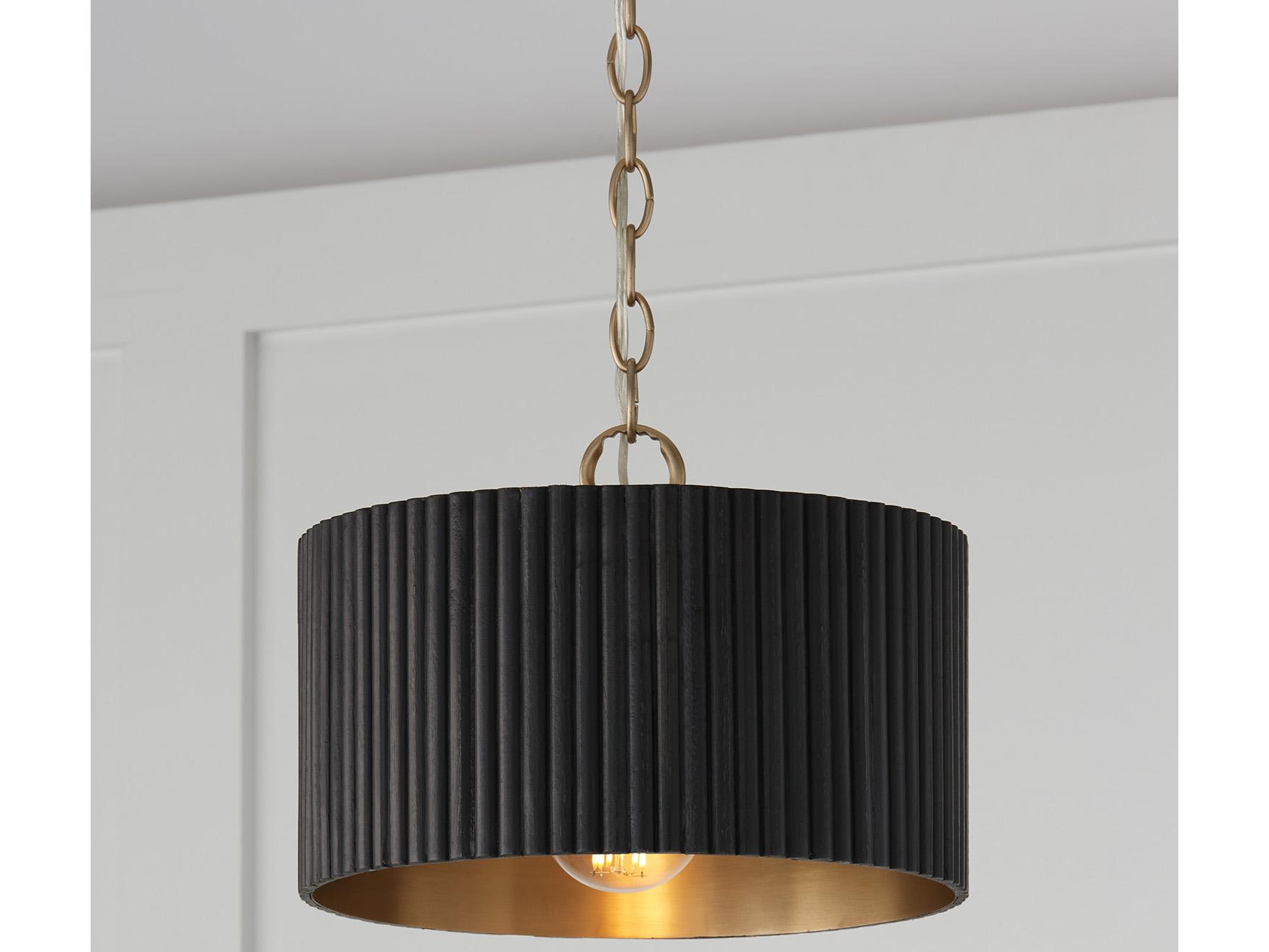 Capital Lighting Donovan 1-Light Black Stain And Matte Brass Drum Semi Flush Mount