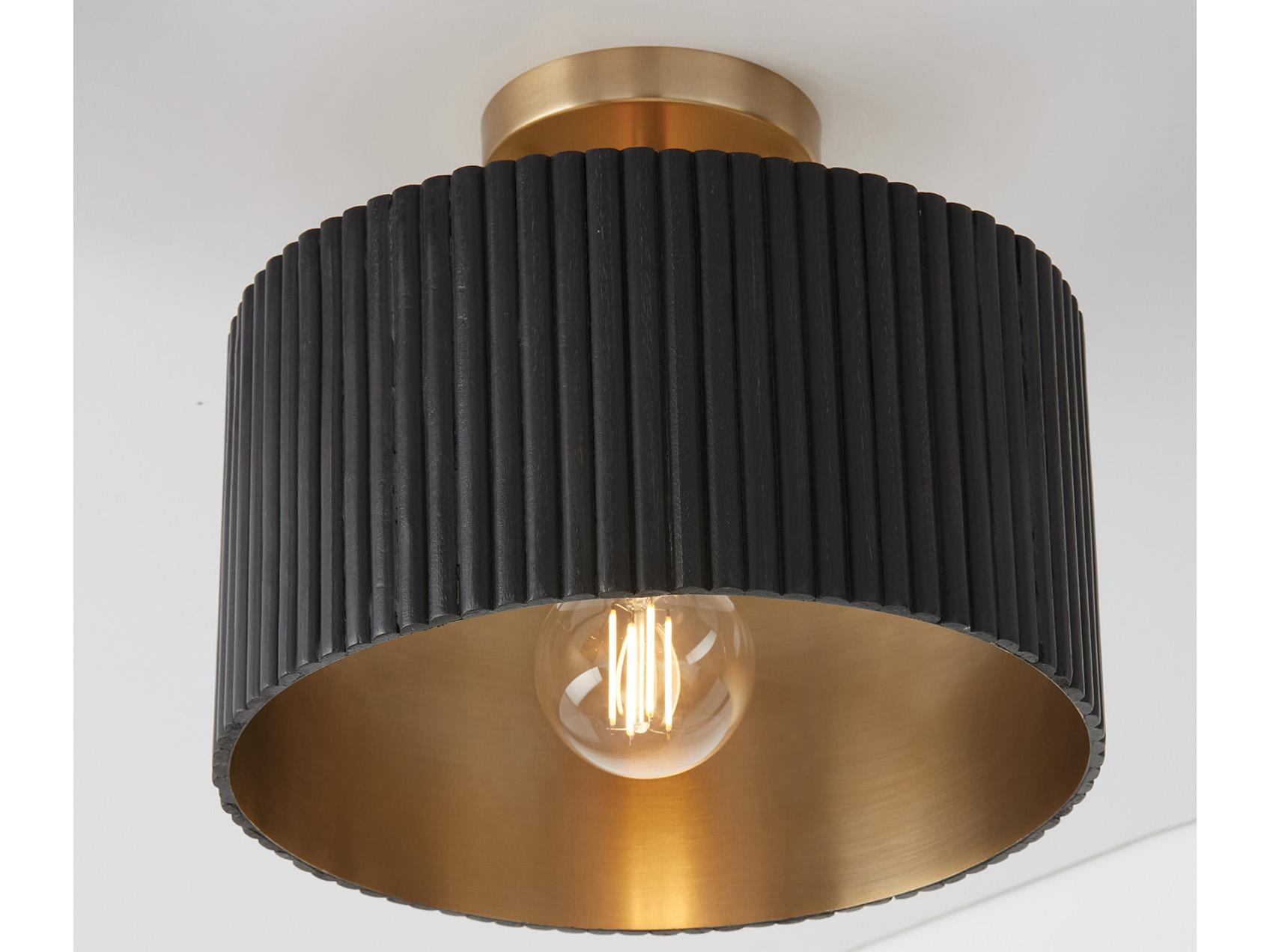 Capital Lighting Donovan 1-Light Black Stain And Matte Brass Drum Semi Flush Mount