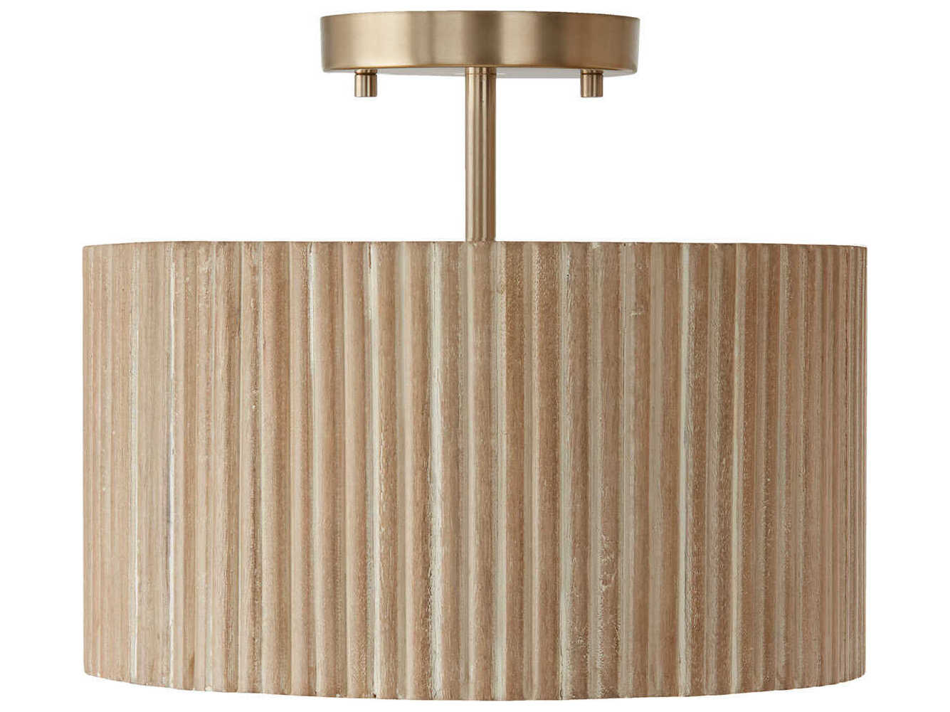Capital Lighting Donovan 1-Light White Wash And Matte Brass Brown Drum Semi Flush Mount