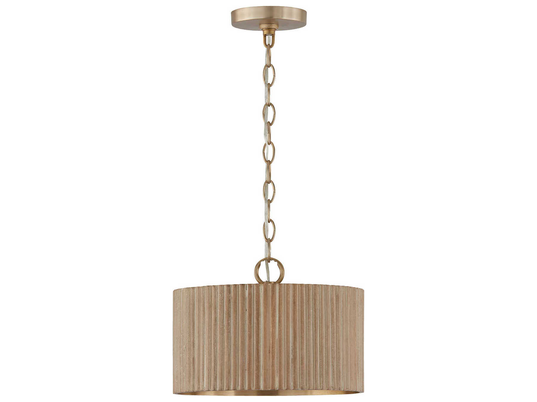 Capital Lighting Donovan 1-Light White Wash And Matte Brass Brown Drum Semi Flush Mount