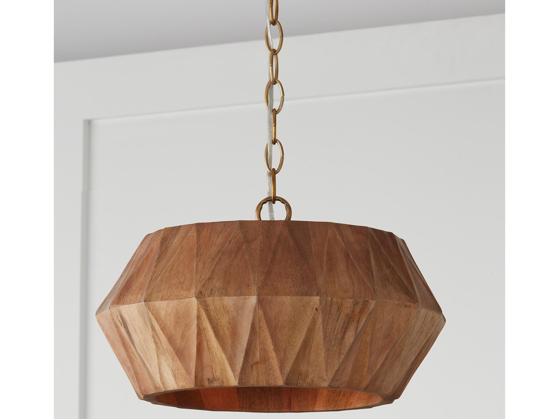 Capital Lighting Nadeau 1-Light Light Wood And Patinaed Brass Brown Semi Flush Mount
