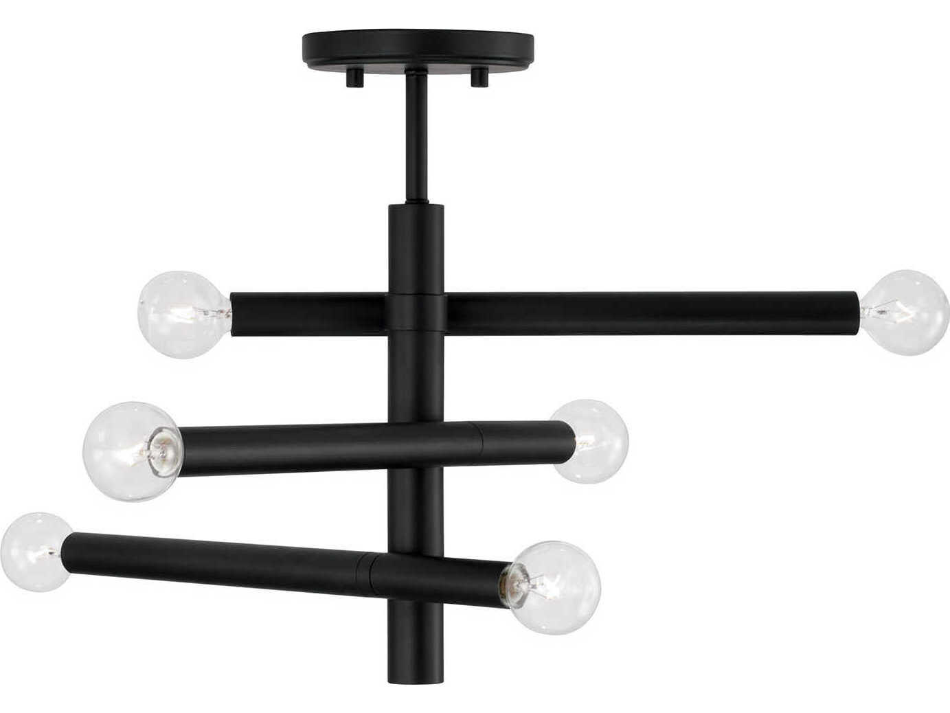 Capital Lighting Zane 6-Light Matte Black Tiered Semi Flush Mount