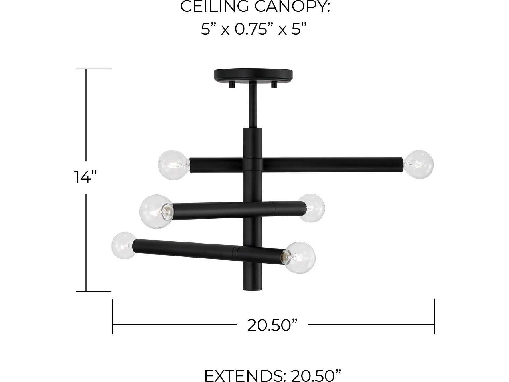 Capital Lighting Zane 6-Light Matte Black Tiered Semi Flush Mount