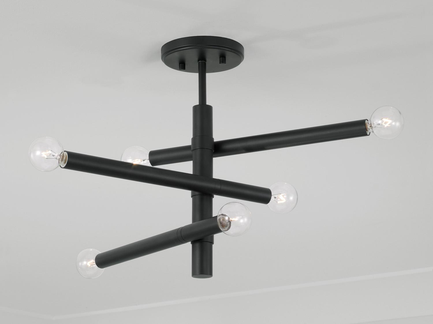 Capital Lighting Zane 6-Light Matte Black Tiered Semi Flush Mount