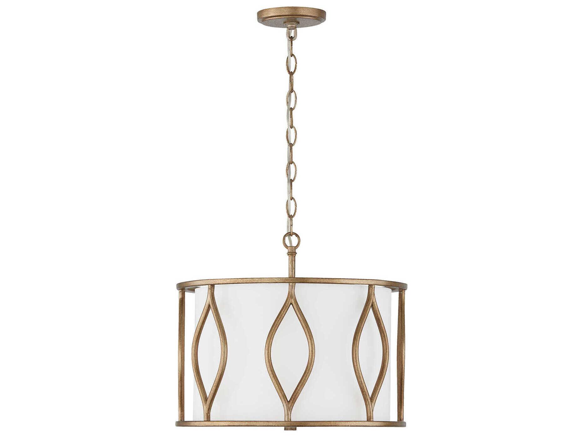 Capital Lighting Cohen 3-Light Mystic Luster Brass Drum Semi Flush Mount