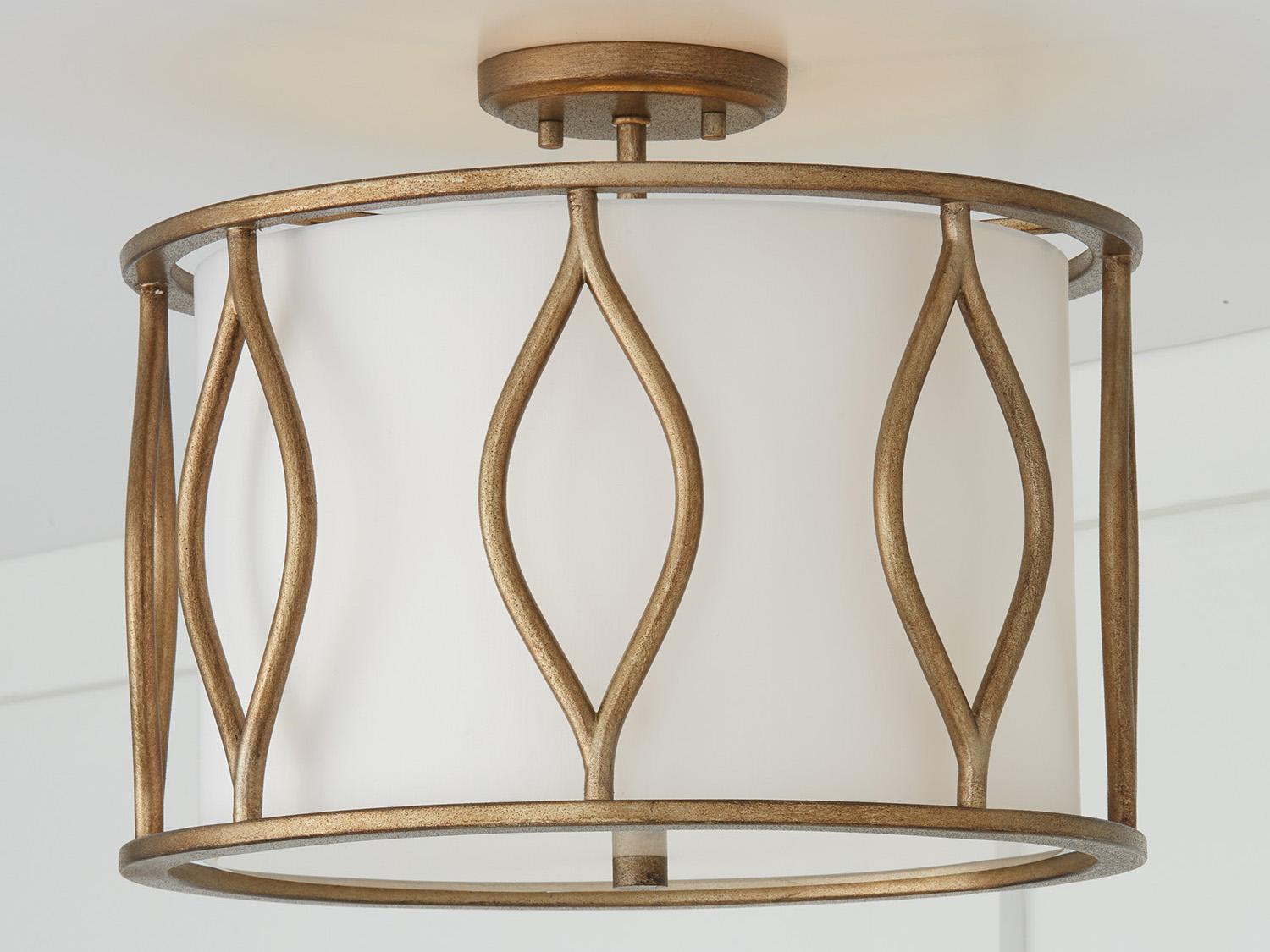 Capital Lighting Cohen 3-Light Mystic Luster Brass Drum Semi Flush Mount