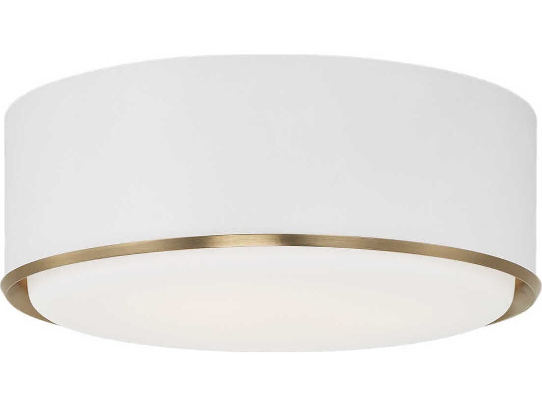 Capital Lighting Carlton 3-Light Matte Brass White Drum Round Flush Mount