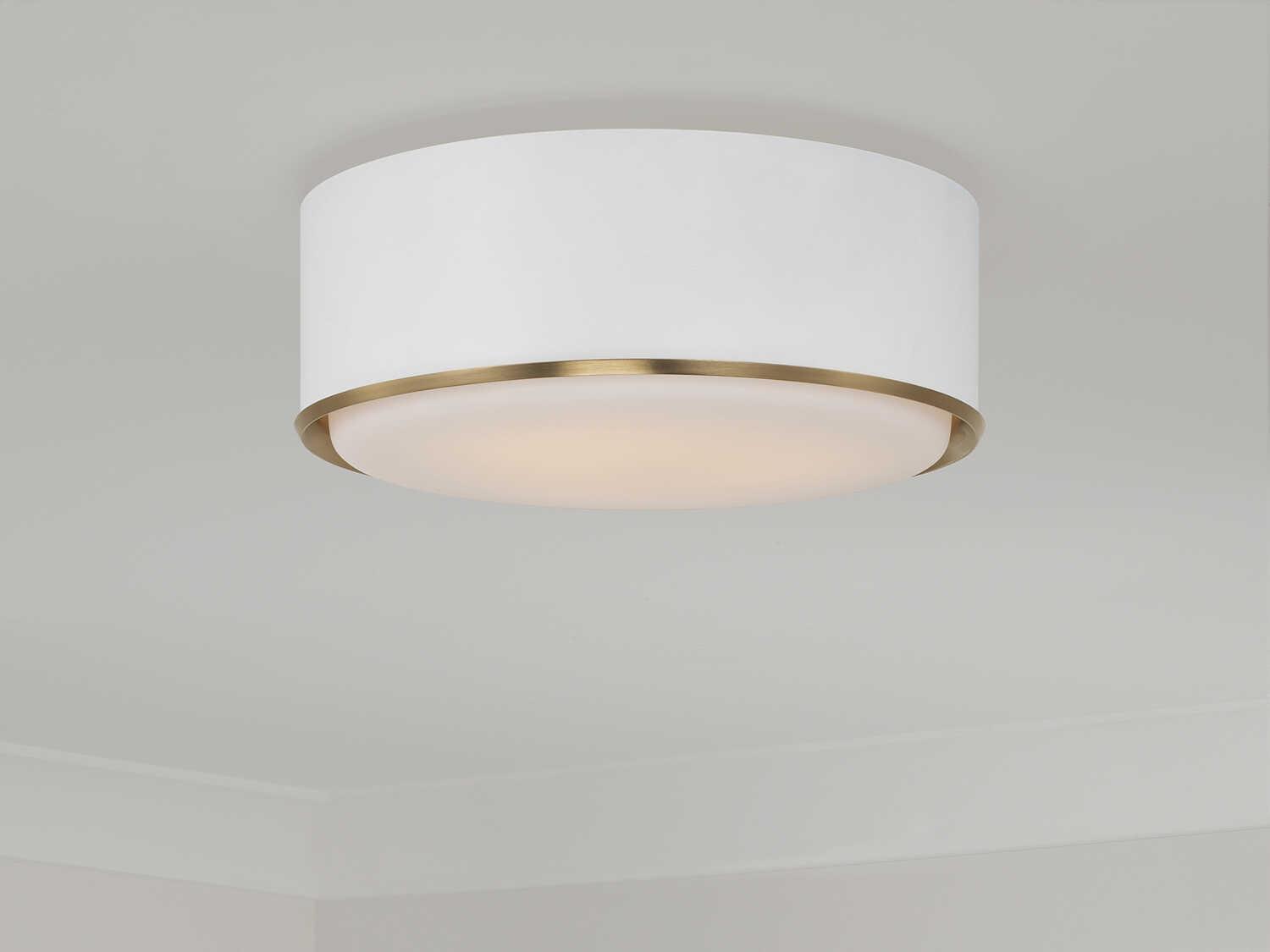 Capital Lighting Carlton 3-Light Matte Brass White Drum Round Flush Mount