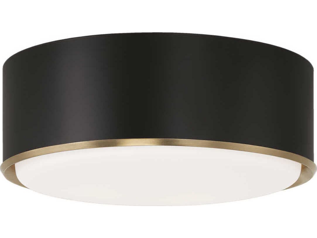 Capital Lighting Carlton 3-Light Matte Brass Black Drum Flush Mount