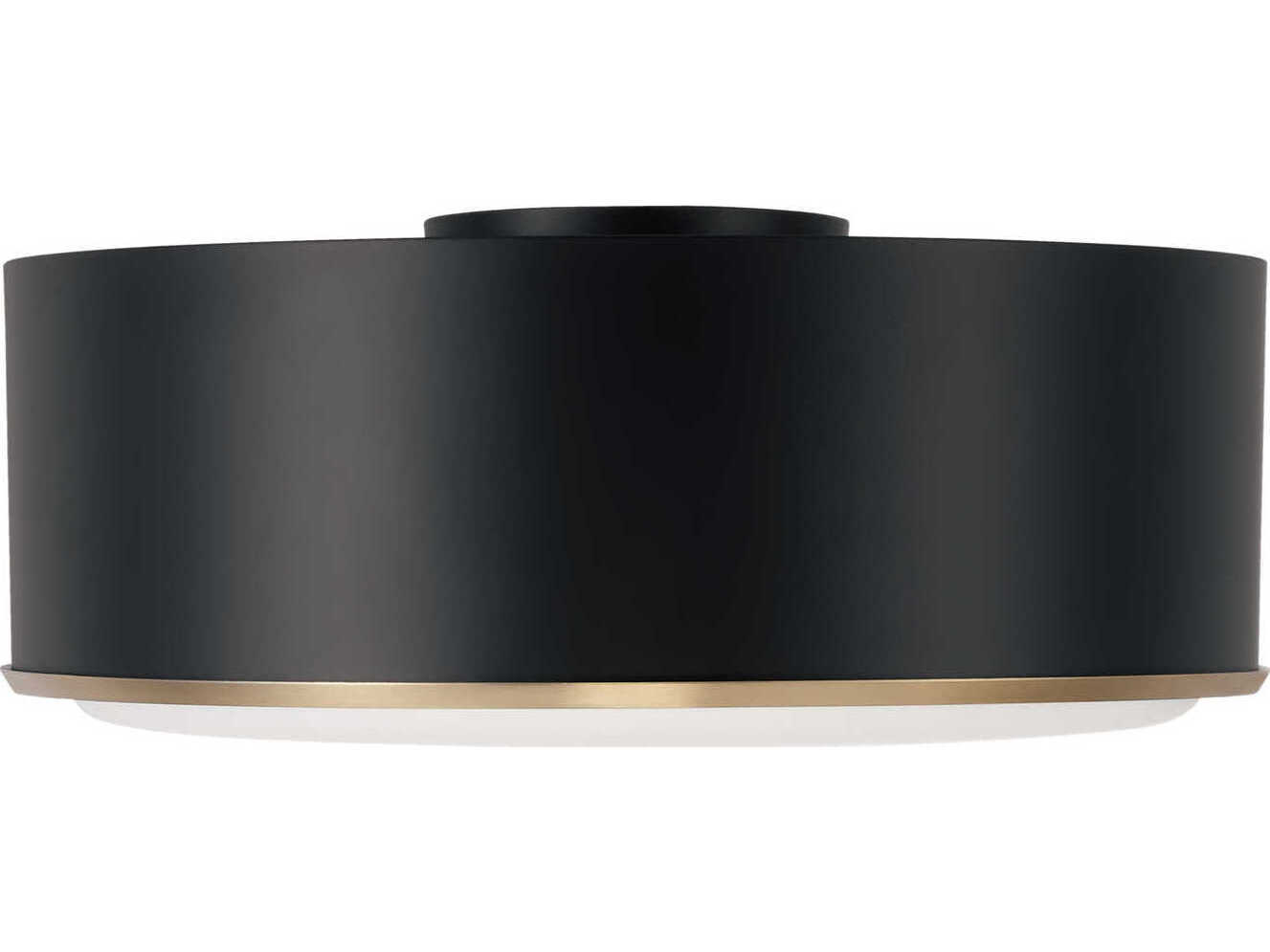 Capital Lighting Carlton 3-Light Matte Brass Black Drum Flush Mount