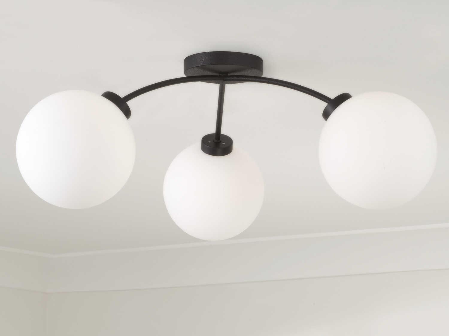 Capital Lighting Amos 3-Light Black Iron Globe Semi Flush Mount