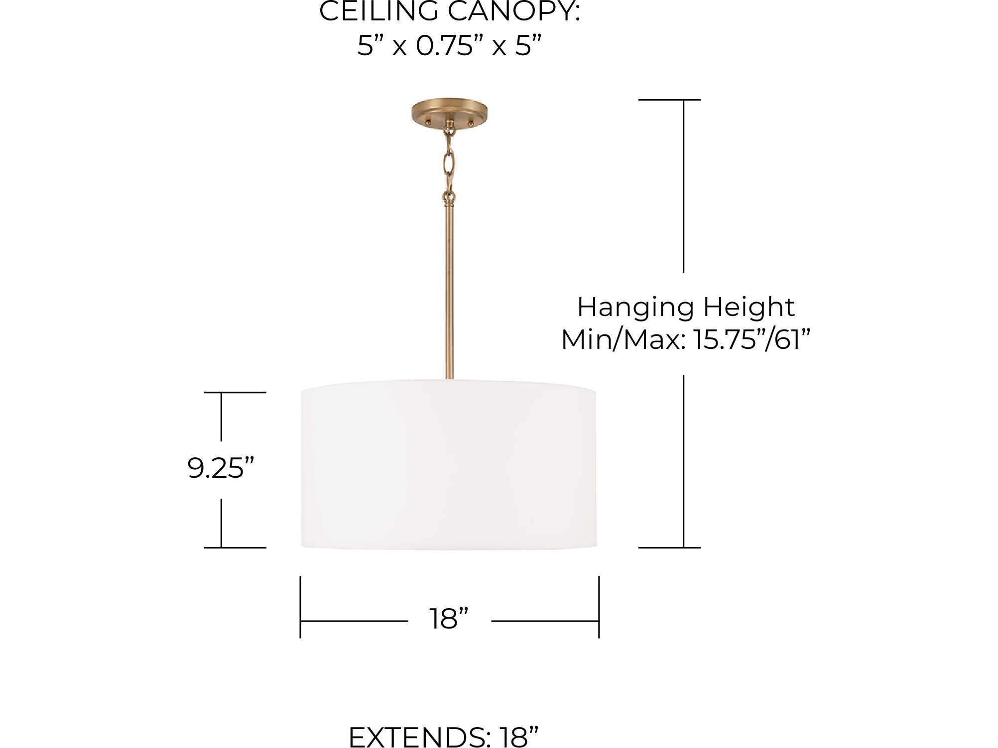 Capital Lighting Alan 3-Light Aged Brass Drum Pendant