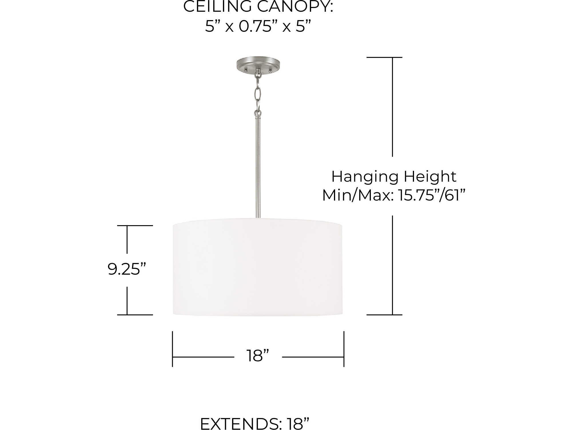 Capital Lighting Alan 3-Light Brushed Nickel Drum Pendant