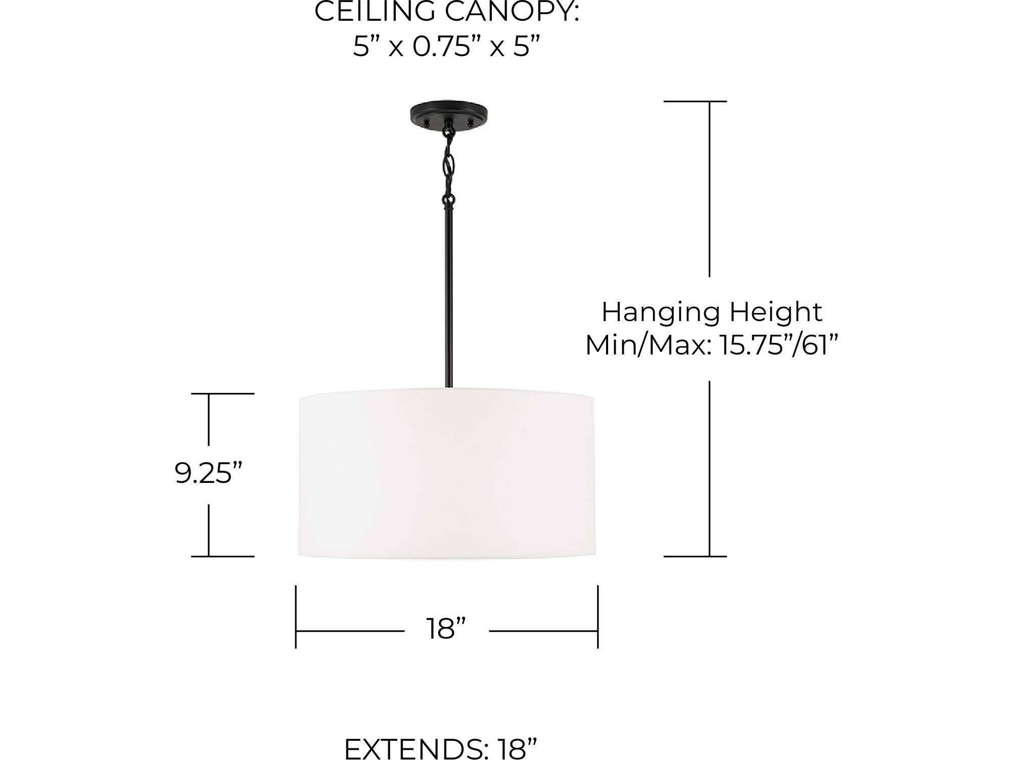 Capital Lighting Alan 3-Light Matte Black Drum Pendant