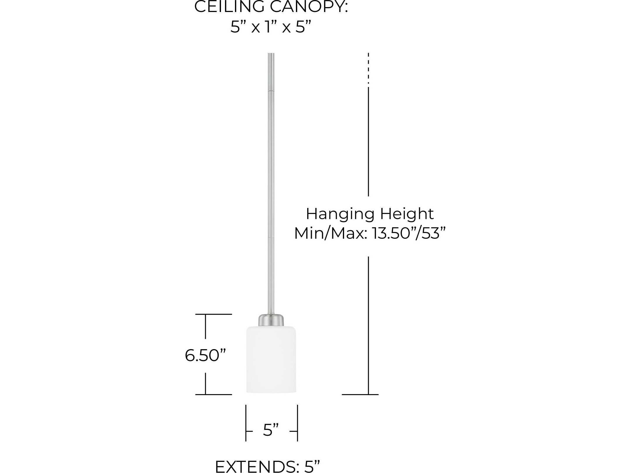 Capital Lighting Dixon 1-Light Brushed Nickel Glass Cylinder Mini Pendant