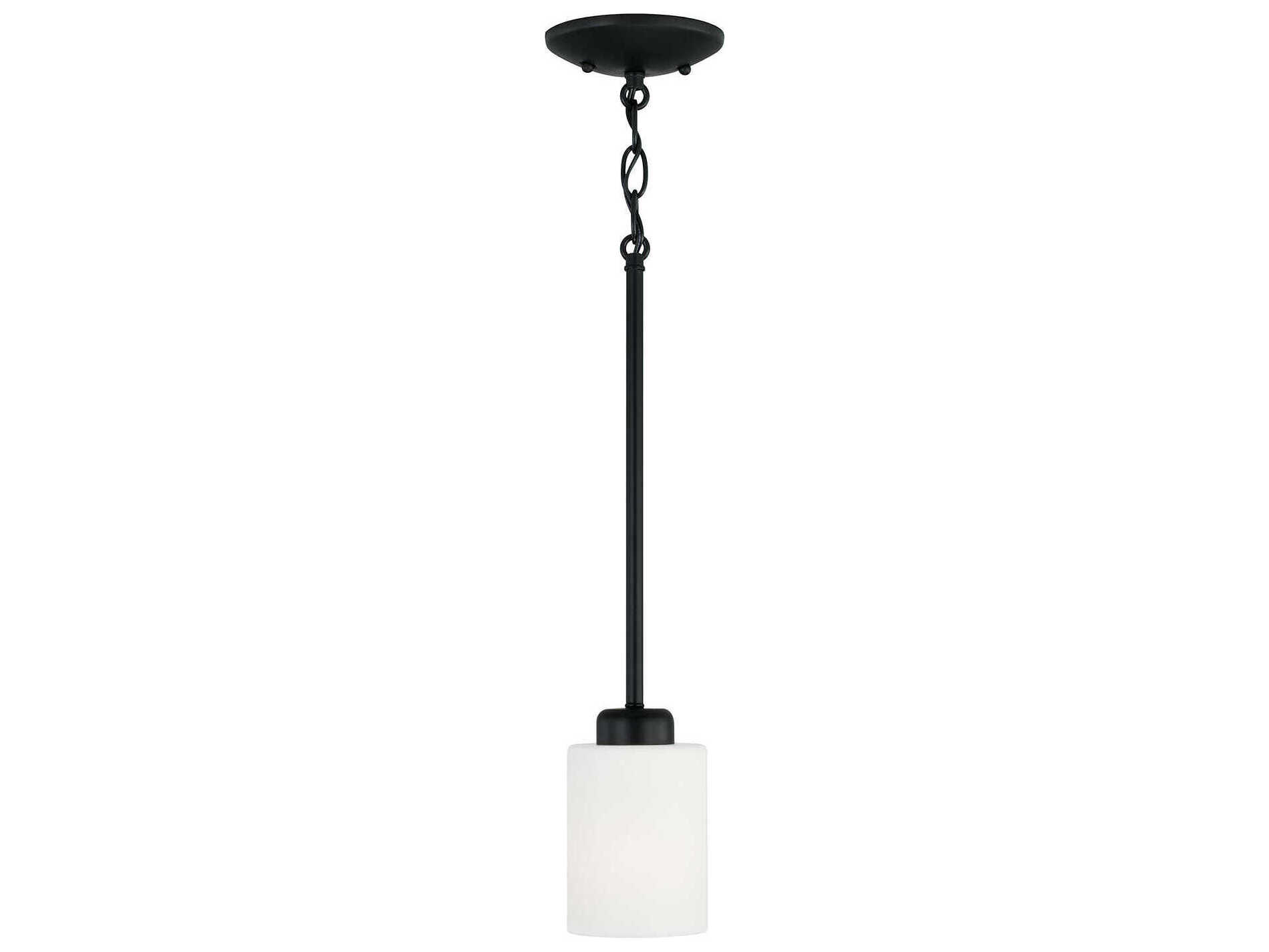 Capital Lighting Dixon 1-Light Matte Black Glass Cylinder Mini Pendant