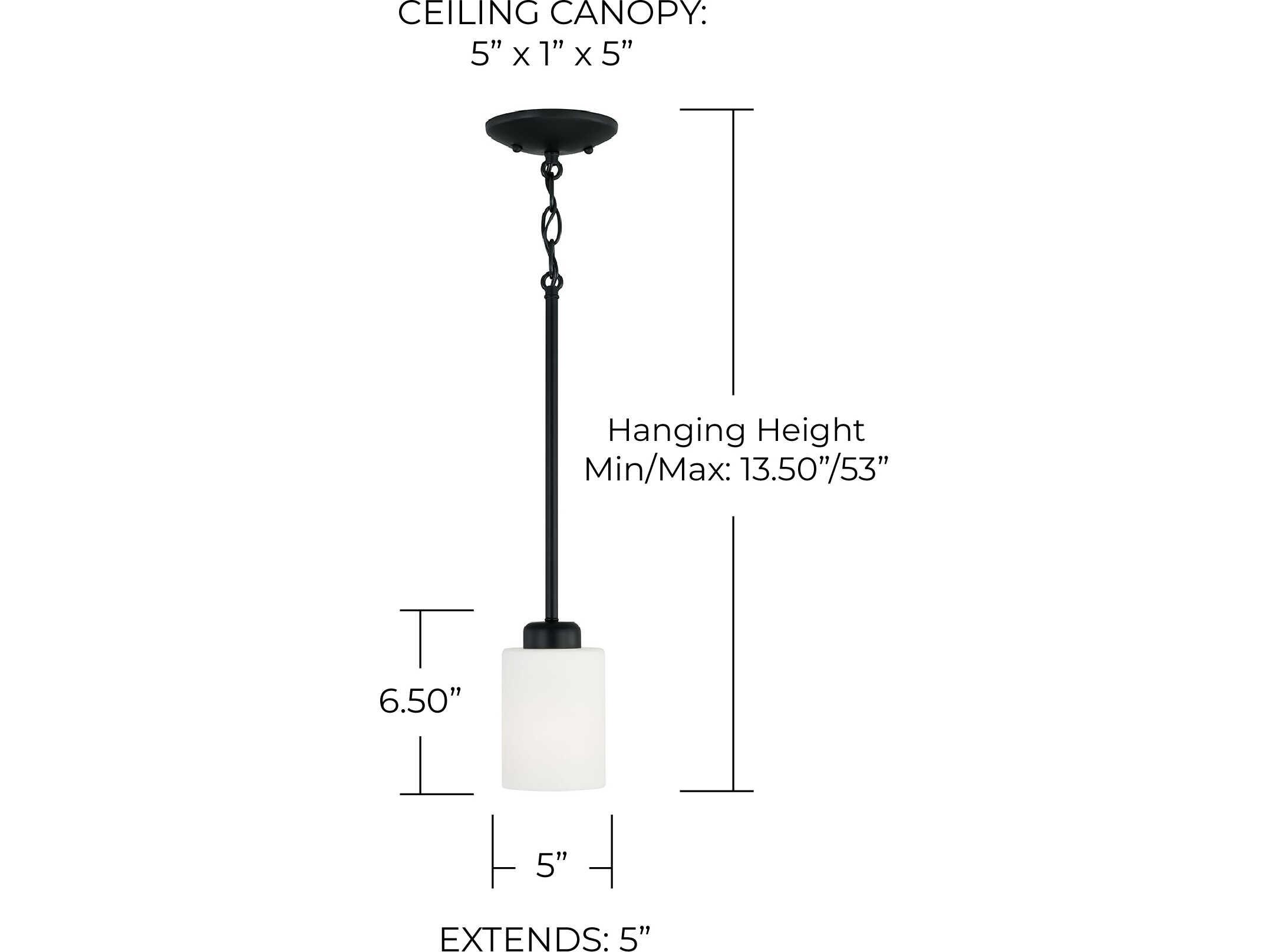 Capital Lighting Dixon 1-Light Matte Black Glass Cylinder Mini Pendant