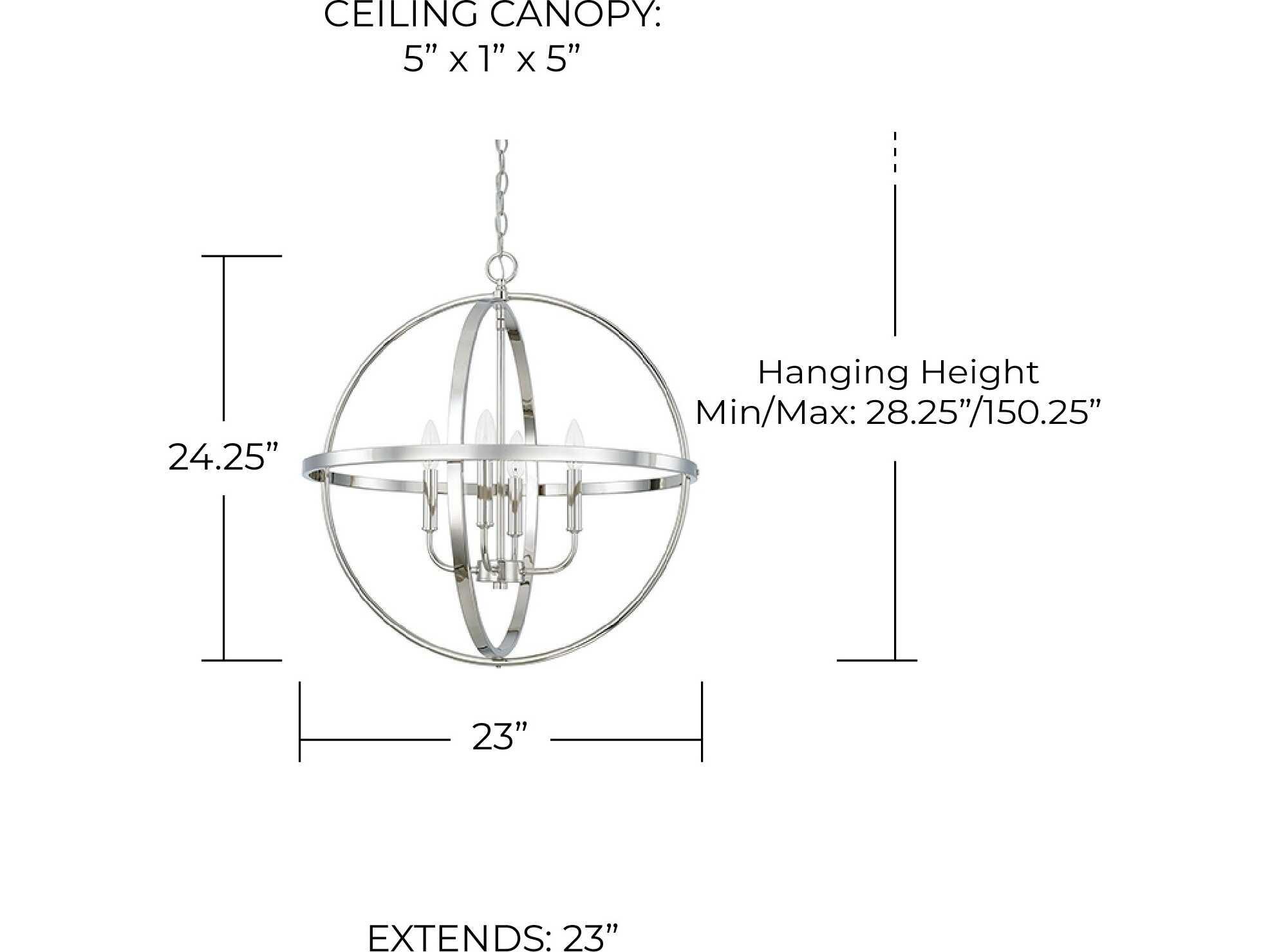 Capital Lighting Hartwell 4-Light Polished Nickel Pendant