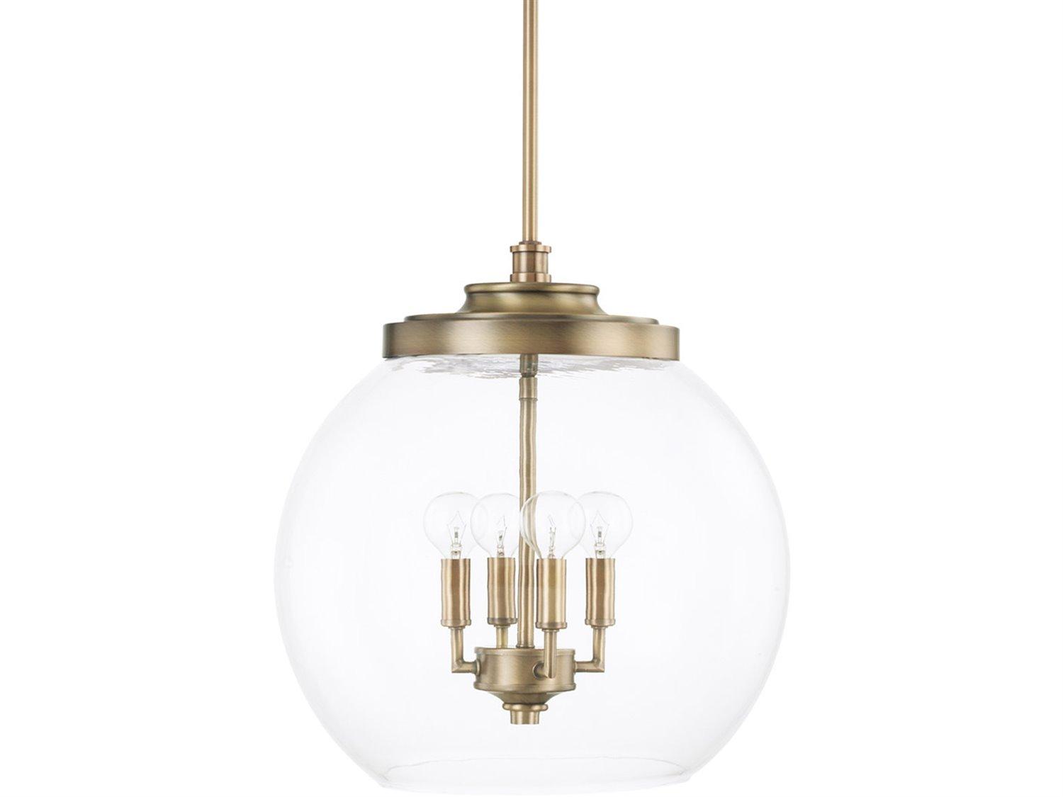 Capital Lighting Mid Century 4-Light Aged Brass Glass Candelabra Chandelier