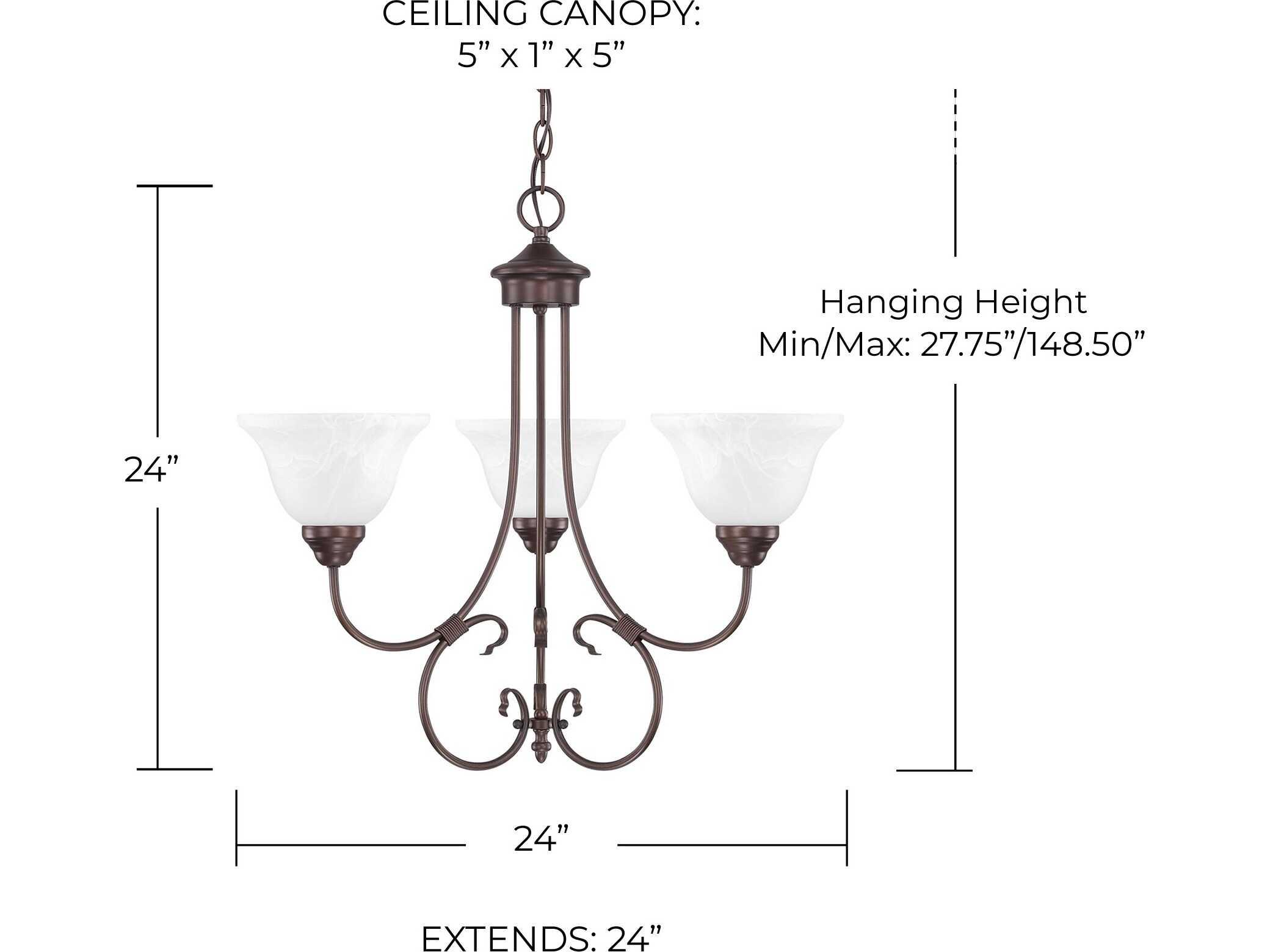 Capital Lighting Hometown 3-Light Bronze Glass Bell Chandelier