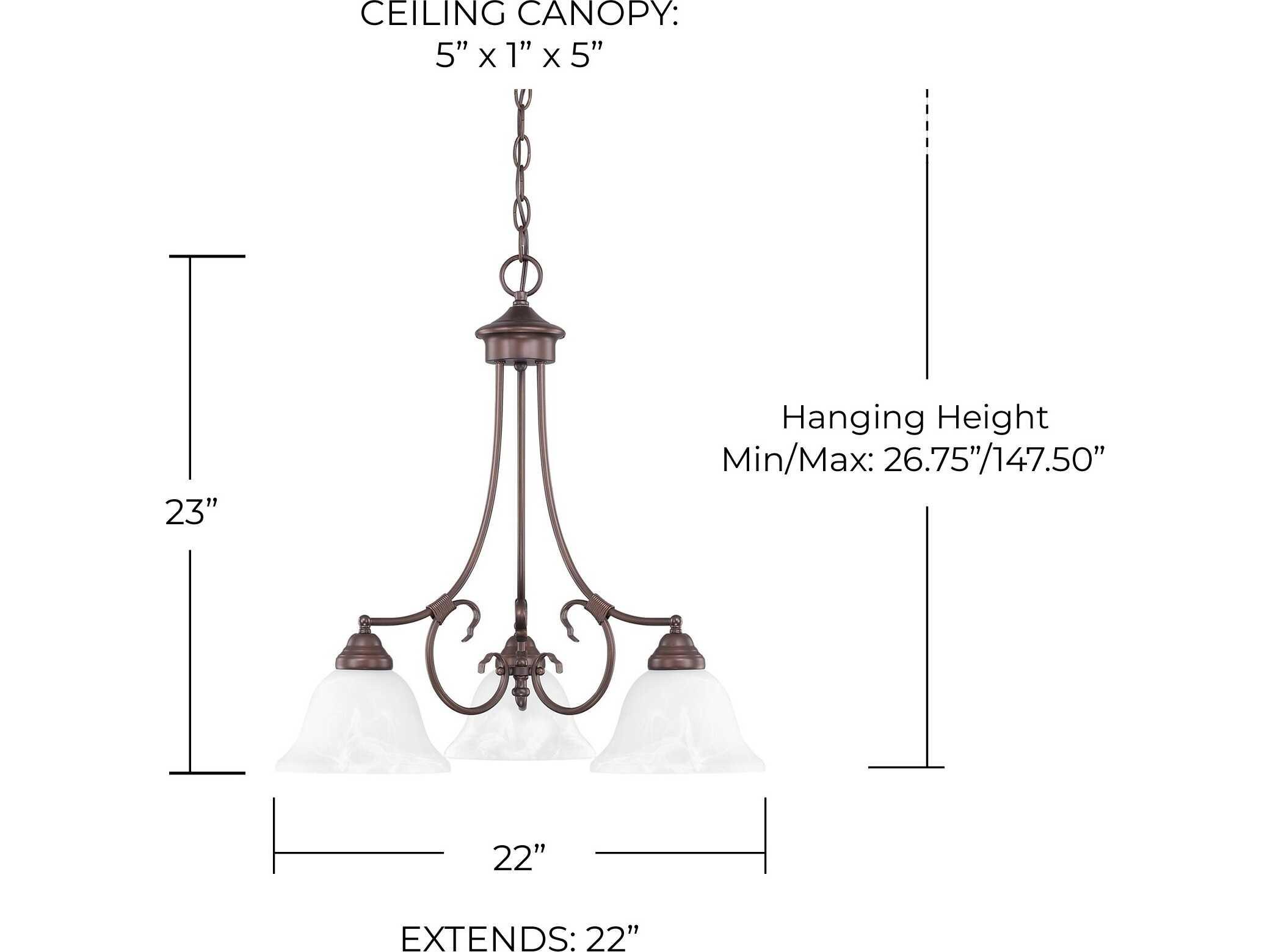 Capital Lighting Hometown 3-Light Bronze Glass Chandelier