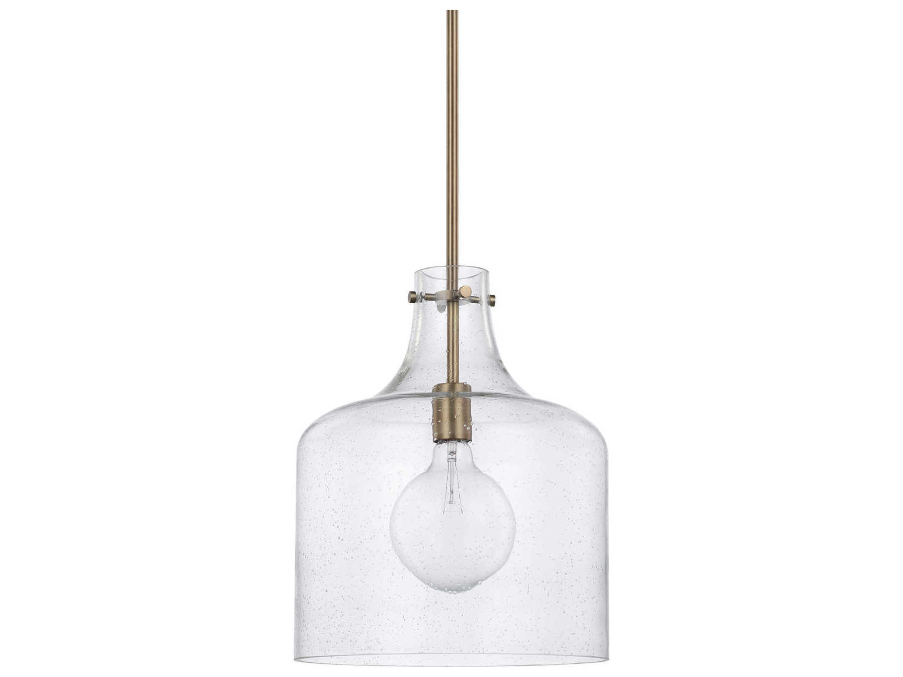 Capital Lighting Crawford 1-Light Aged Brass Glass Mini Pendant
