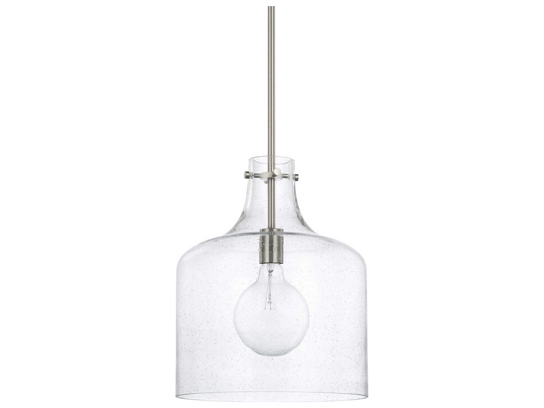 Capital Lighting Crawford 1-Light Brushed Nickel Glass Mini Pendant