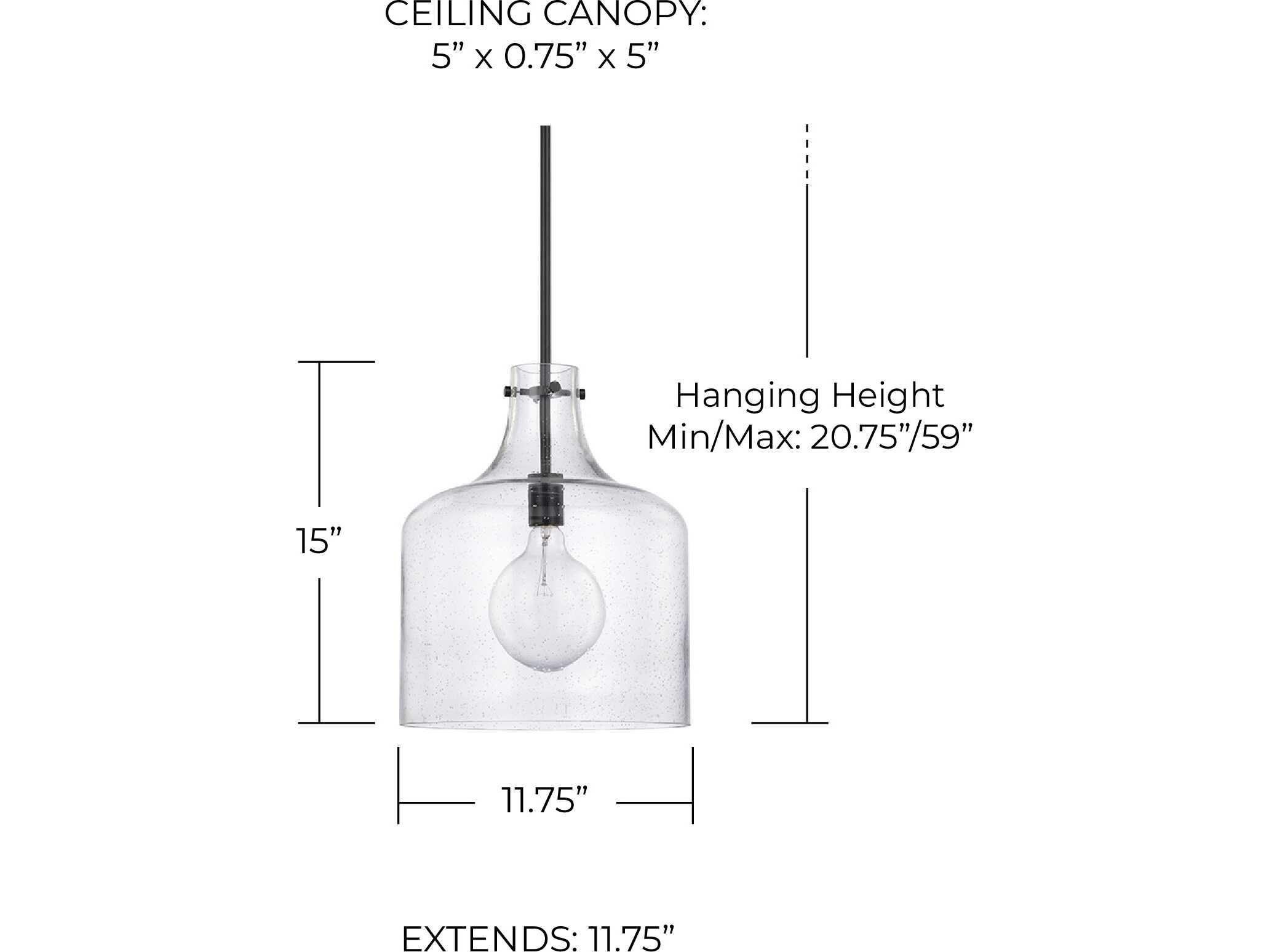 Capital Lighting Crawford 1-Light Matte Black Glass Mini Pendant