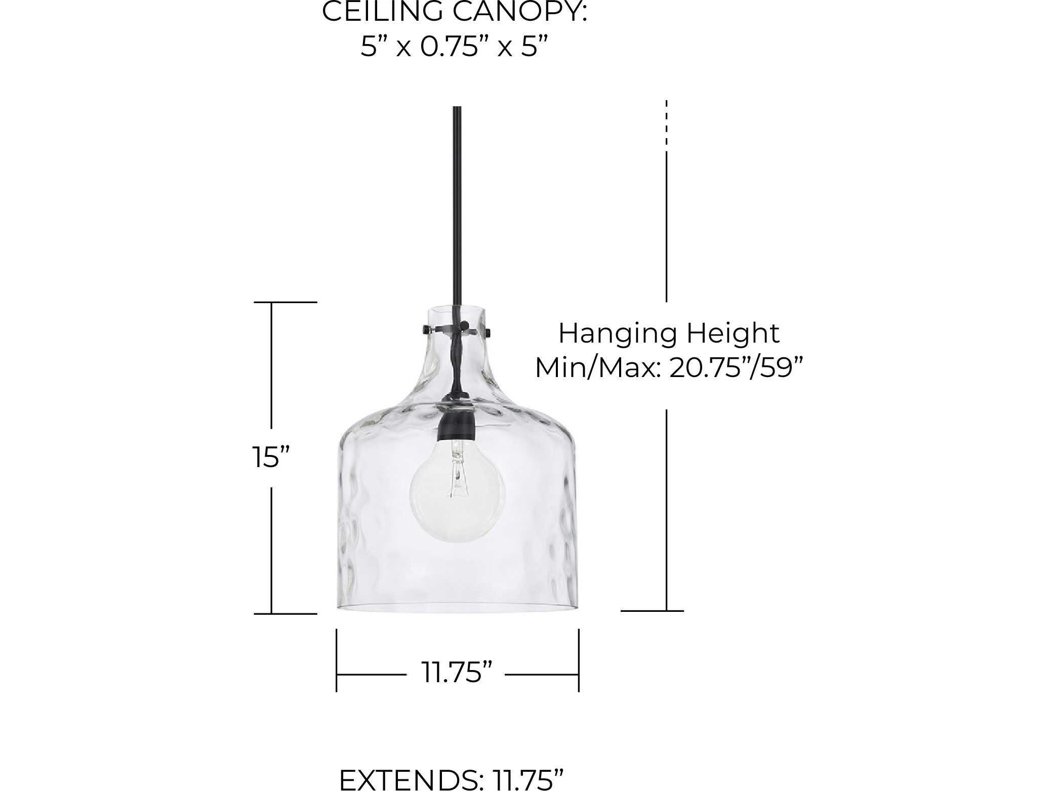 Capital Lighting Crawford 1-Light Matte Black Glass Mini Pendant