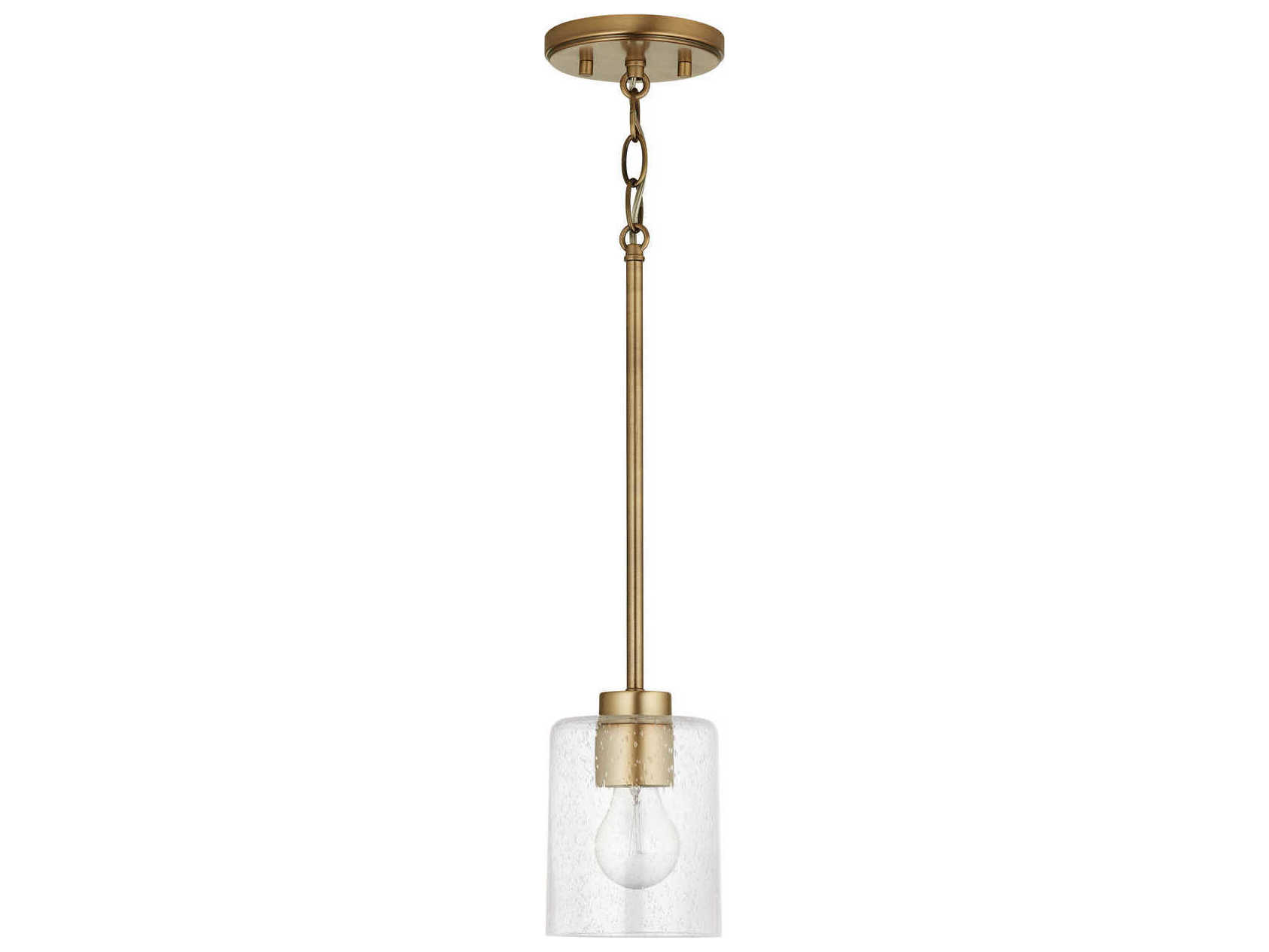 Capital Lighting Greyson 1-Light Aged Brass Glass Cylinder Mini Pendant