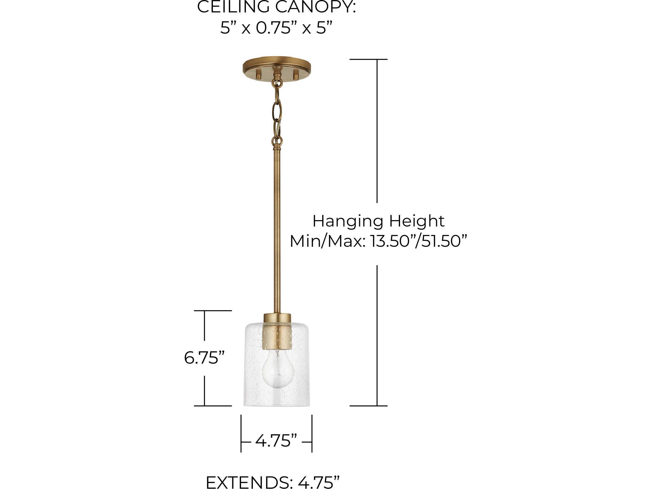 Capital Lighting Greyson 1-Light Aged Brass Glass Cylinder Mini Pendant