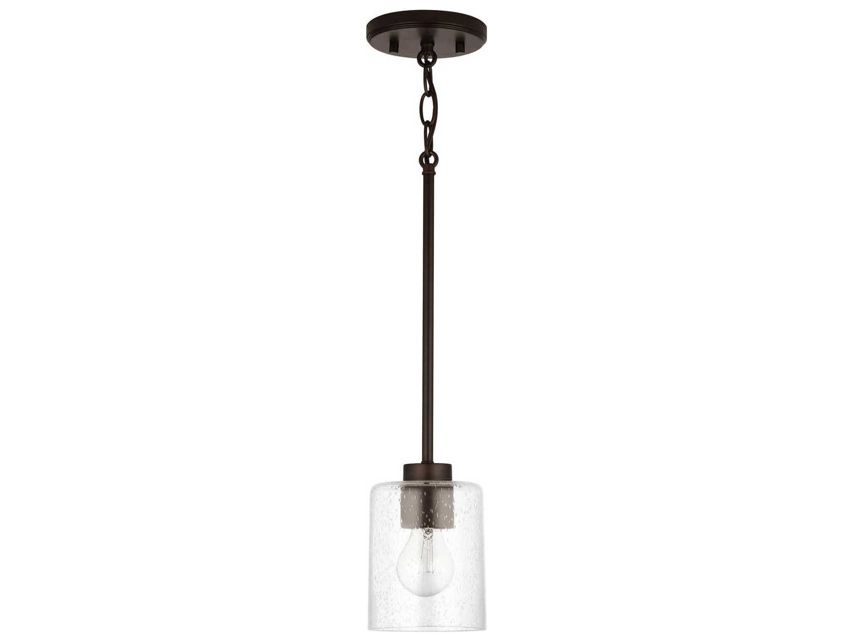 Capital Lighting Greyson 1-Light Bronze Glass Cylinder Mini Pendant