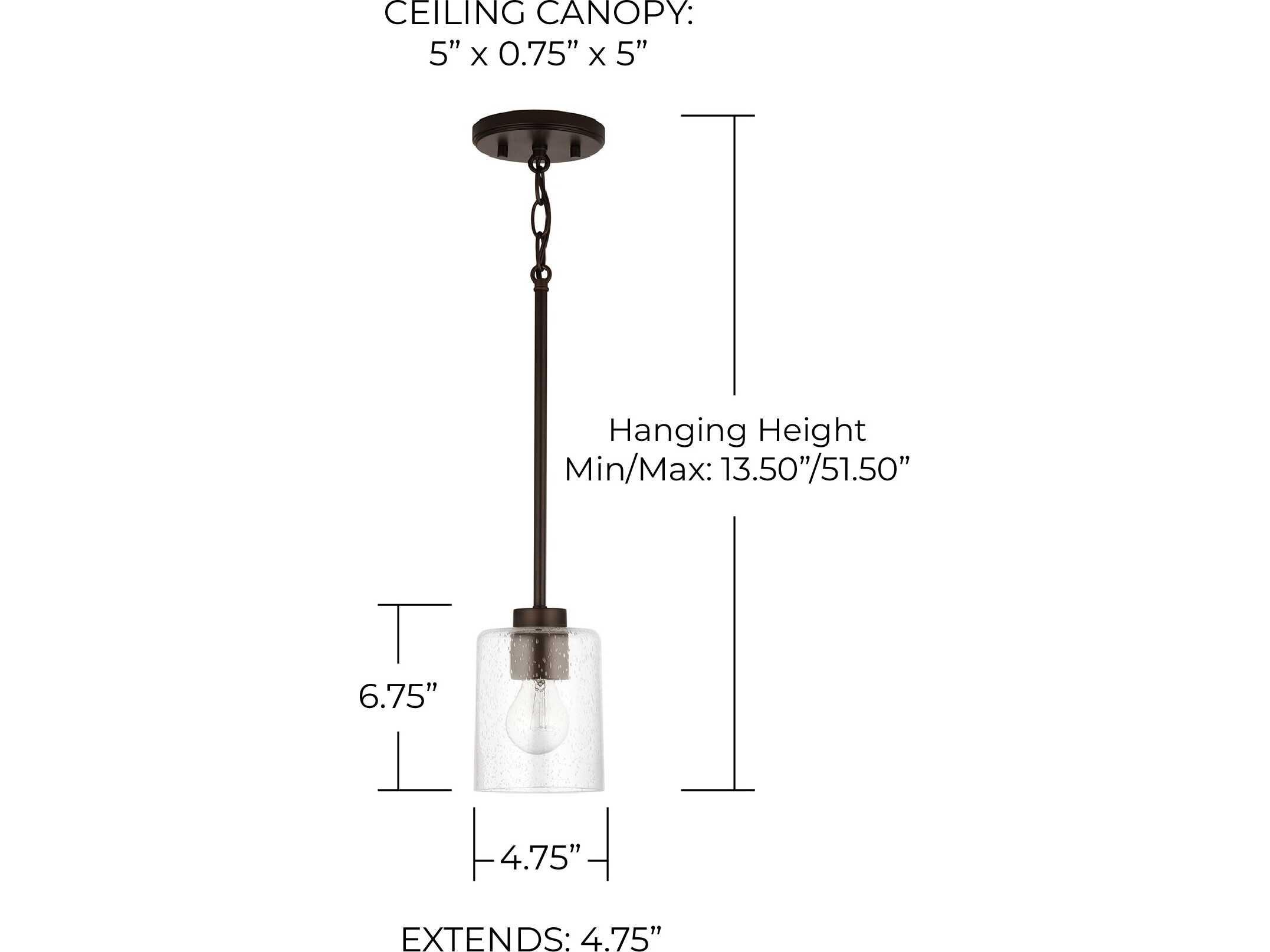 Capital Lighting Greyson 1-Light Bronze Glass Cylinder Mini Pendant