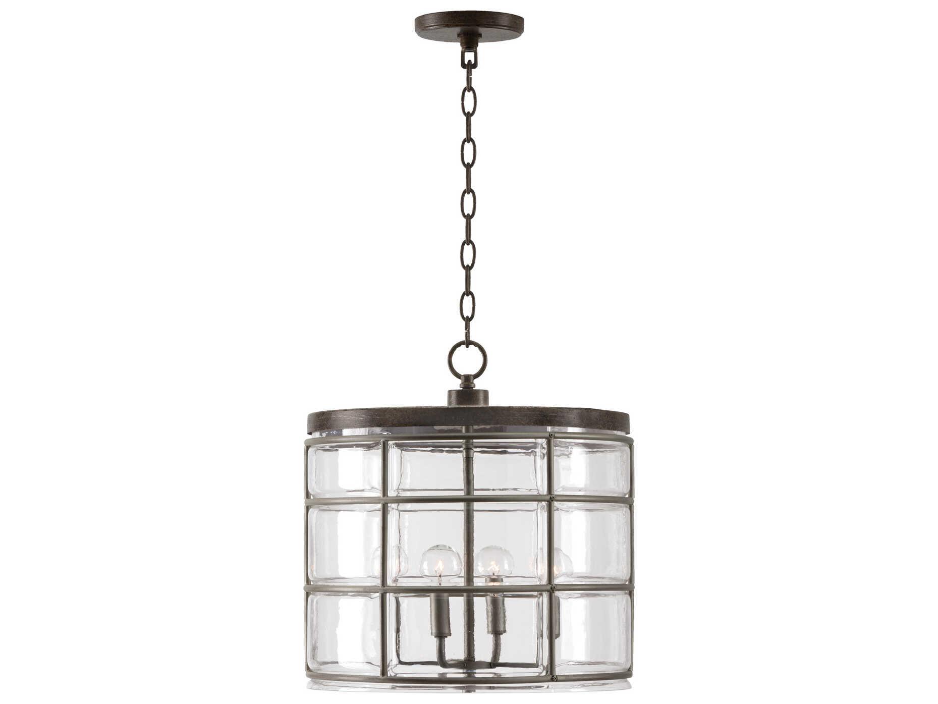 Capital Lighting Colby 4-Light Urban Grey Glass Candelabra Drum Chandelier
