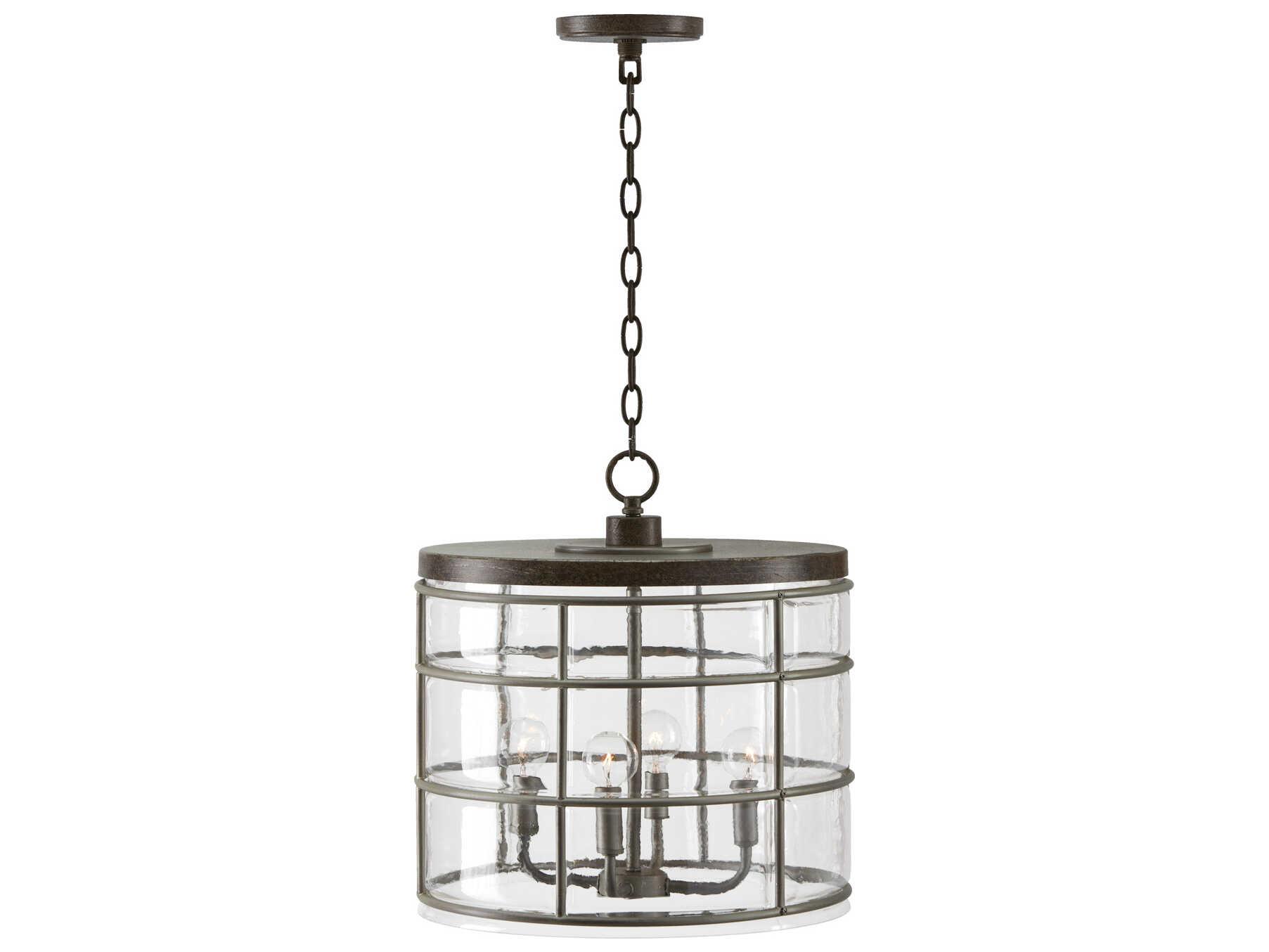 Capital Lighting Colby 4-Light Urban Grey Glass Candelabra Drum Chandelier