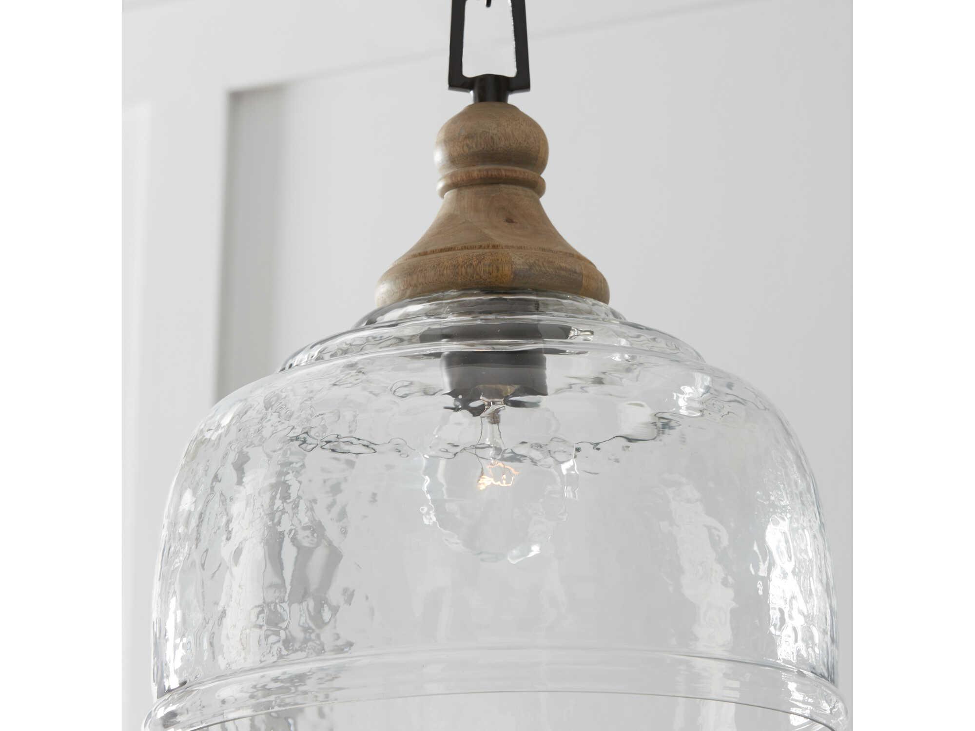 Capital Lighting 1-Light Grey Wash And Iron Silk Glass Bell Pendant