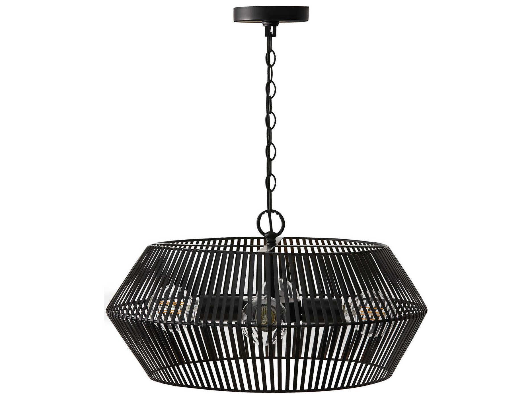 Capital Lighting Kaiya 4-Light Matte Black Drum Pendant