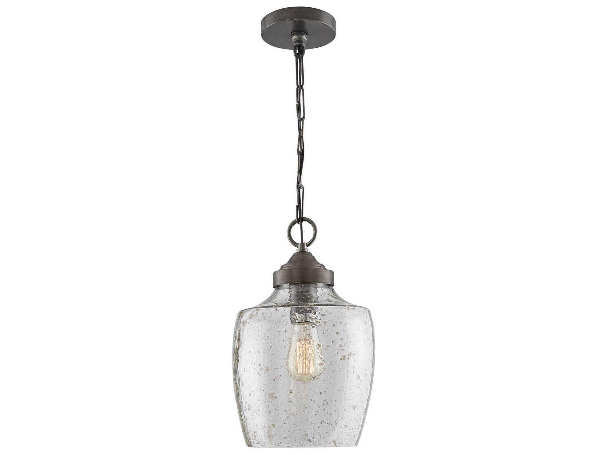 Capital Lighting Stoney 1-Light Dark Pewter Gray Glass Bell Mini Pendant
