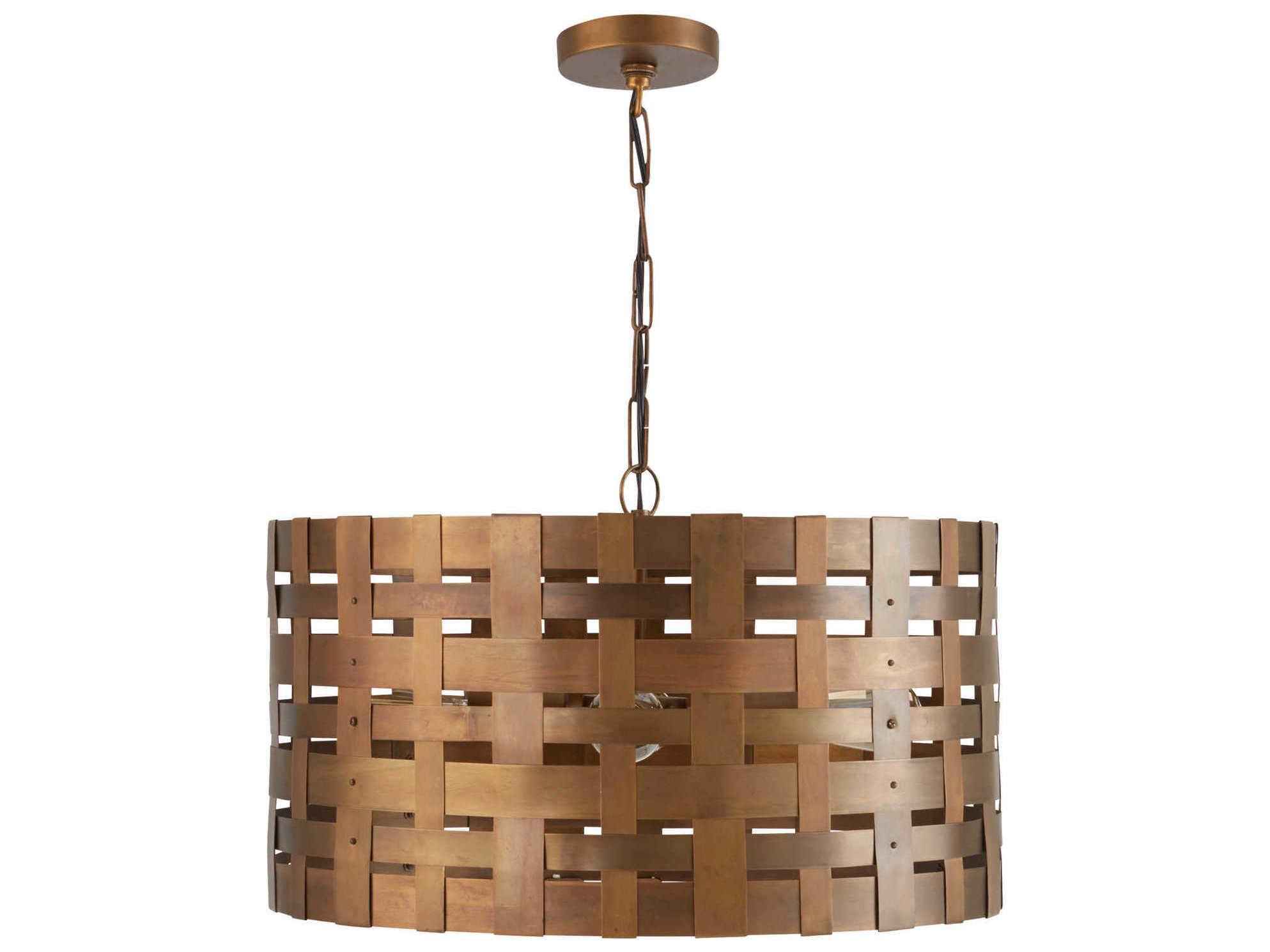 Capital Lighting 4-Light Patinaed Brass Drum Pendant