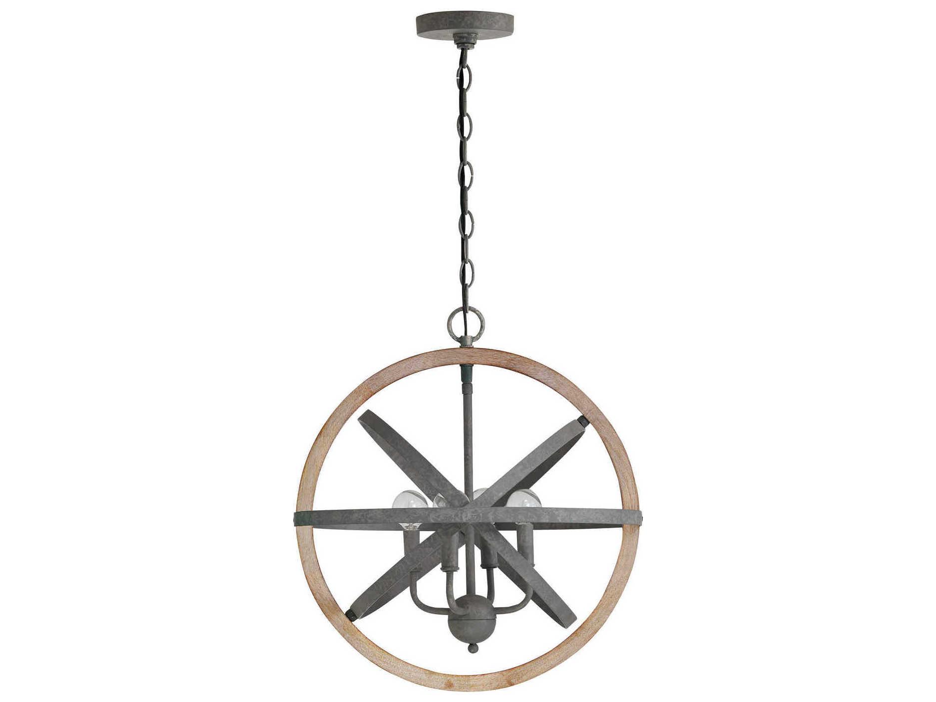 Capital Lighting 4-Light Iron And Wood Black Globe Round Chandelier