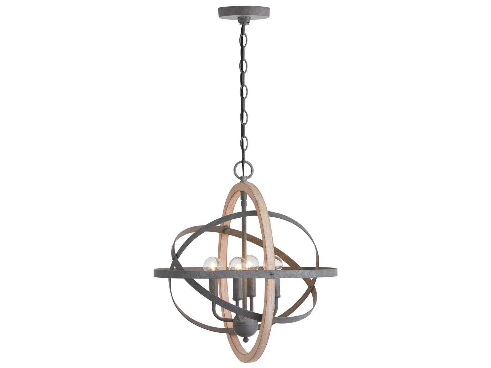 Capital Lighting 4-Light Iron And Wood Black Globe Round Chandelier