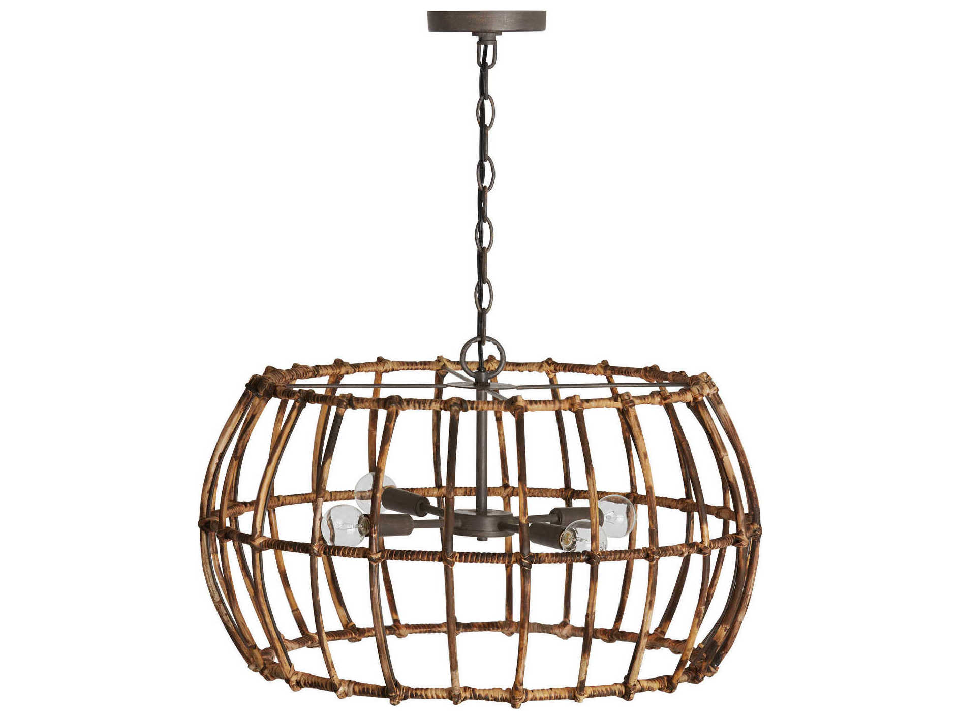 Capital Lighting Sanibel 4-Light Blazed Rattan And Nordic Grey Pendant