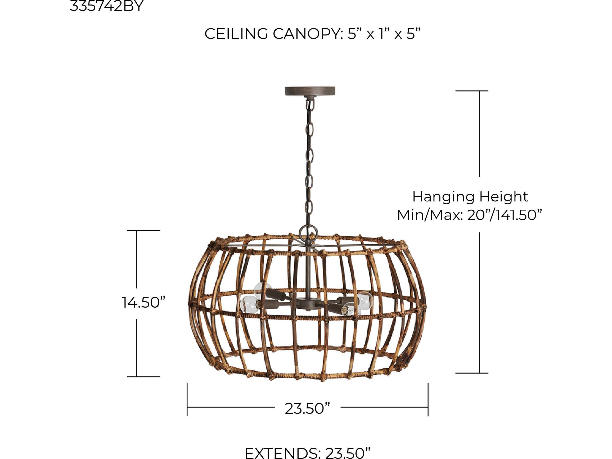 Capital Lighting Sanibel 4-Light Blazed Rattan And Nordic Grey Pendant