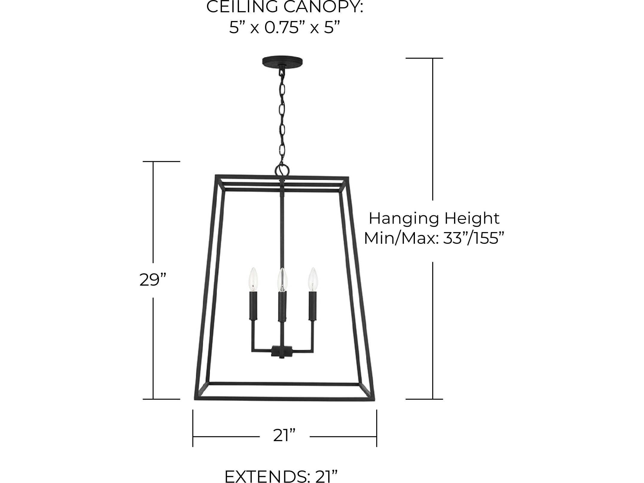 Capital Lighting Clint 4-Light Black Iron Candelabra Chandelier