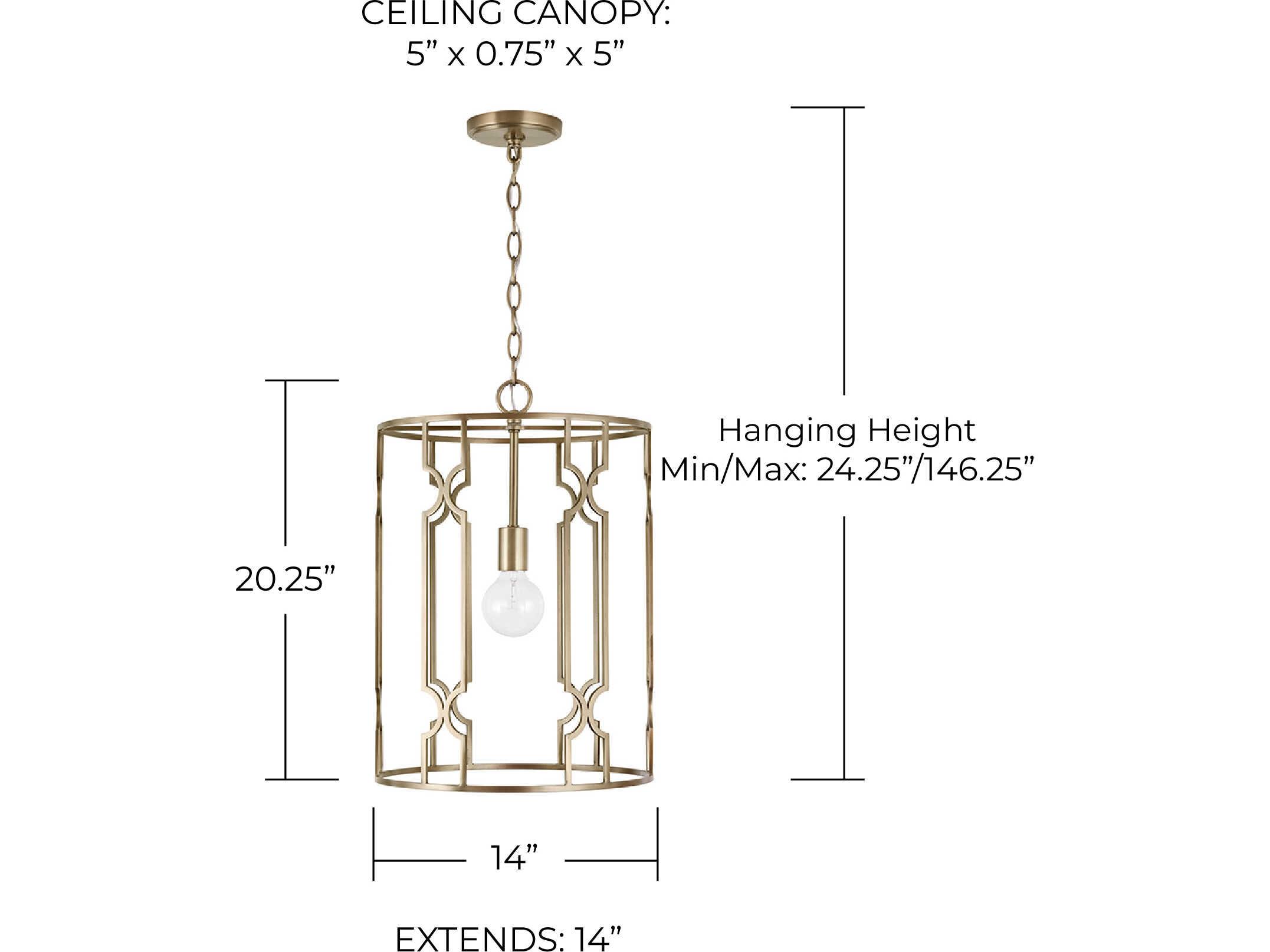 Capital Lighting Jordyn 1-Light Aged Brass Cylinder Pendant