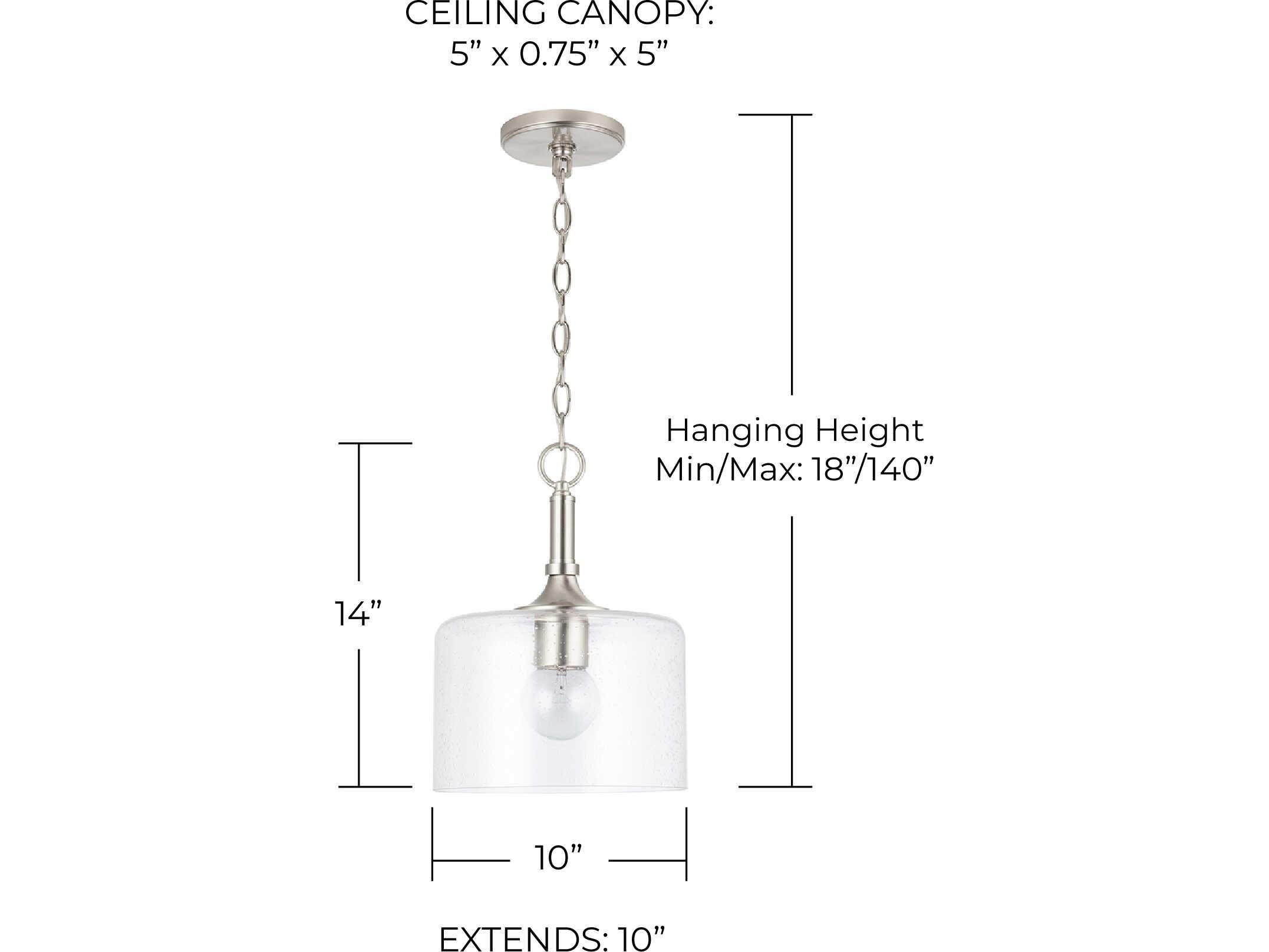 Capital Lighting Carter 1-Light Brushed Nickel Glass Drum Mini Pendant
